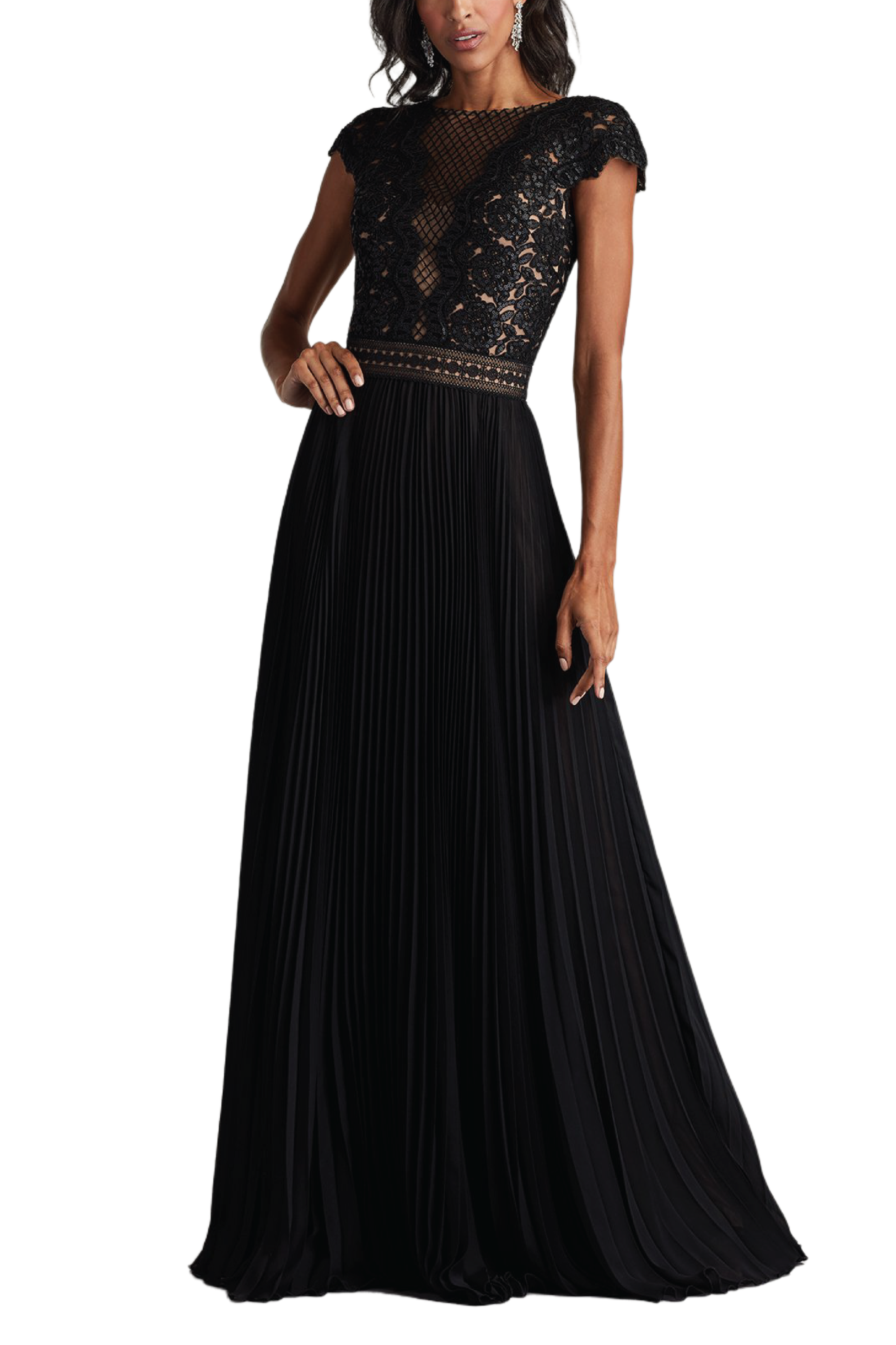 Surette Sequi Embroidered & Pleated Chiffon Gown