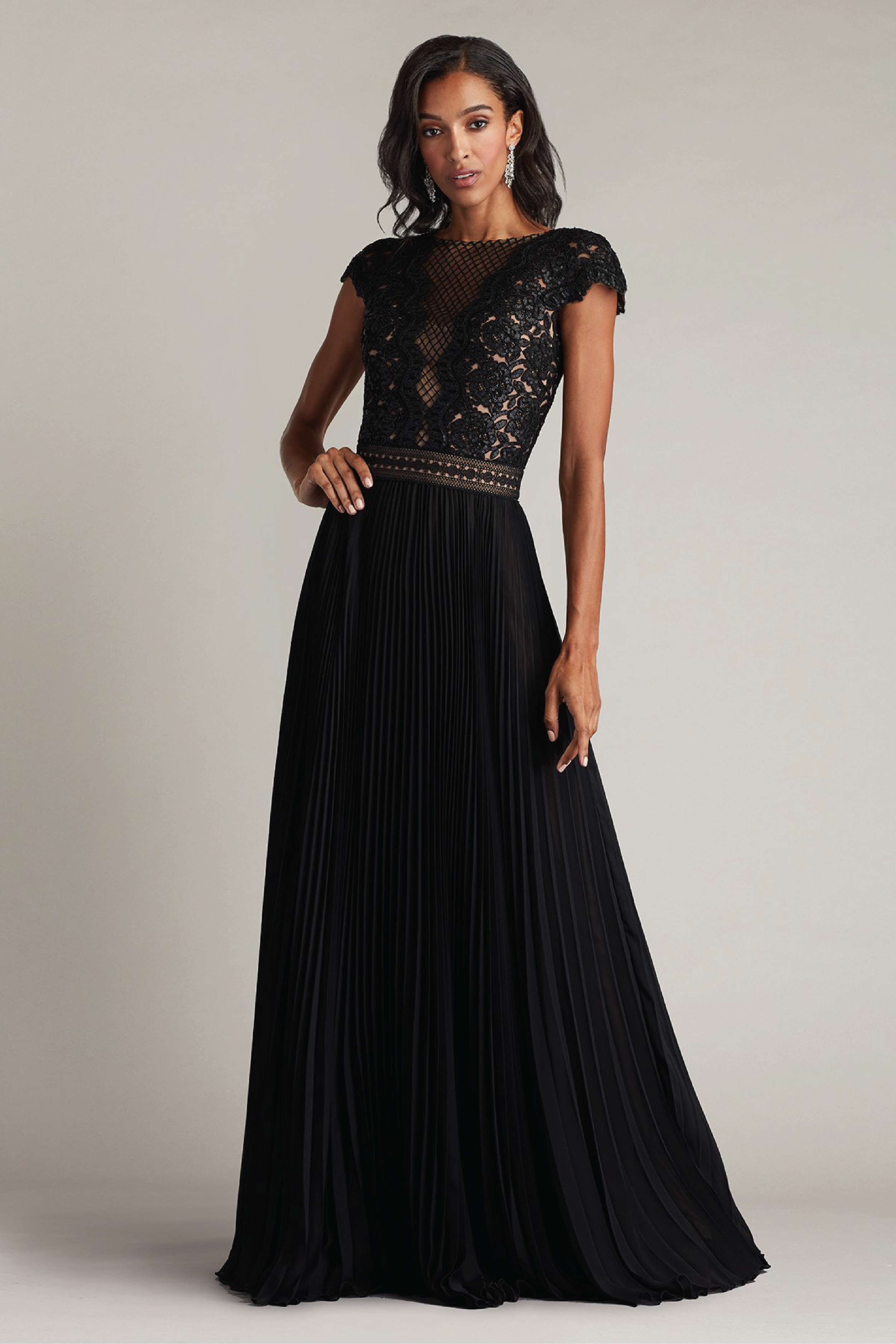 Surette Sequi Embroidered & Pleated Chiffon Gown