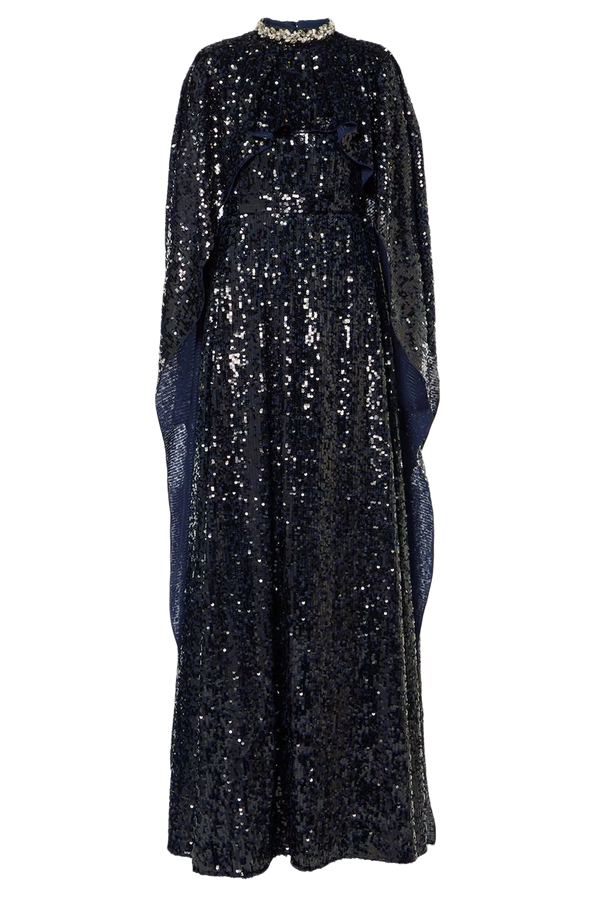 Sequined Caped Gown