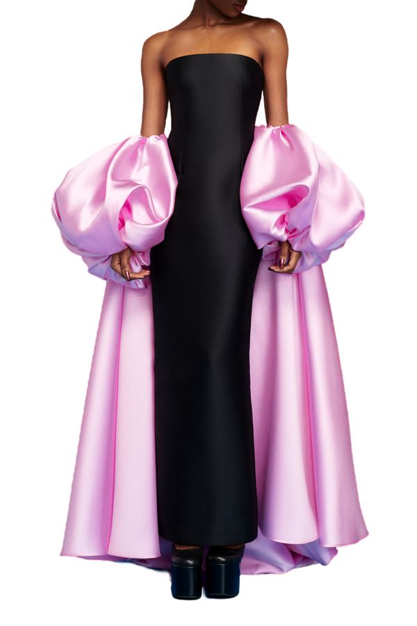 Lea Maxi Dress in Black/Pink
