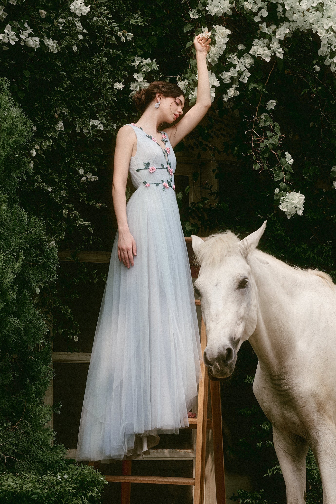V-neck Flowered Gown