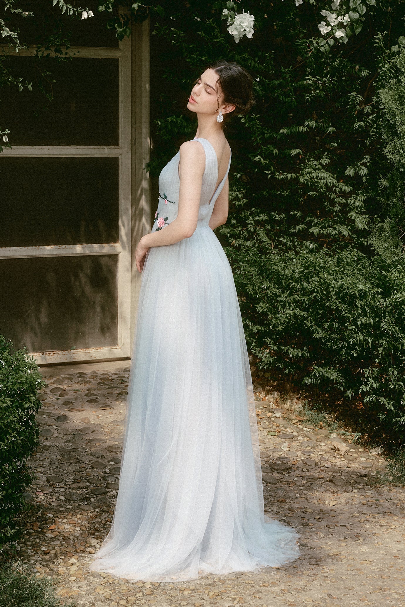 V-neck Flowered Gown