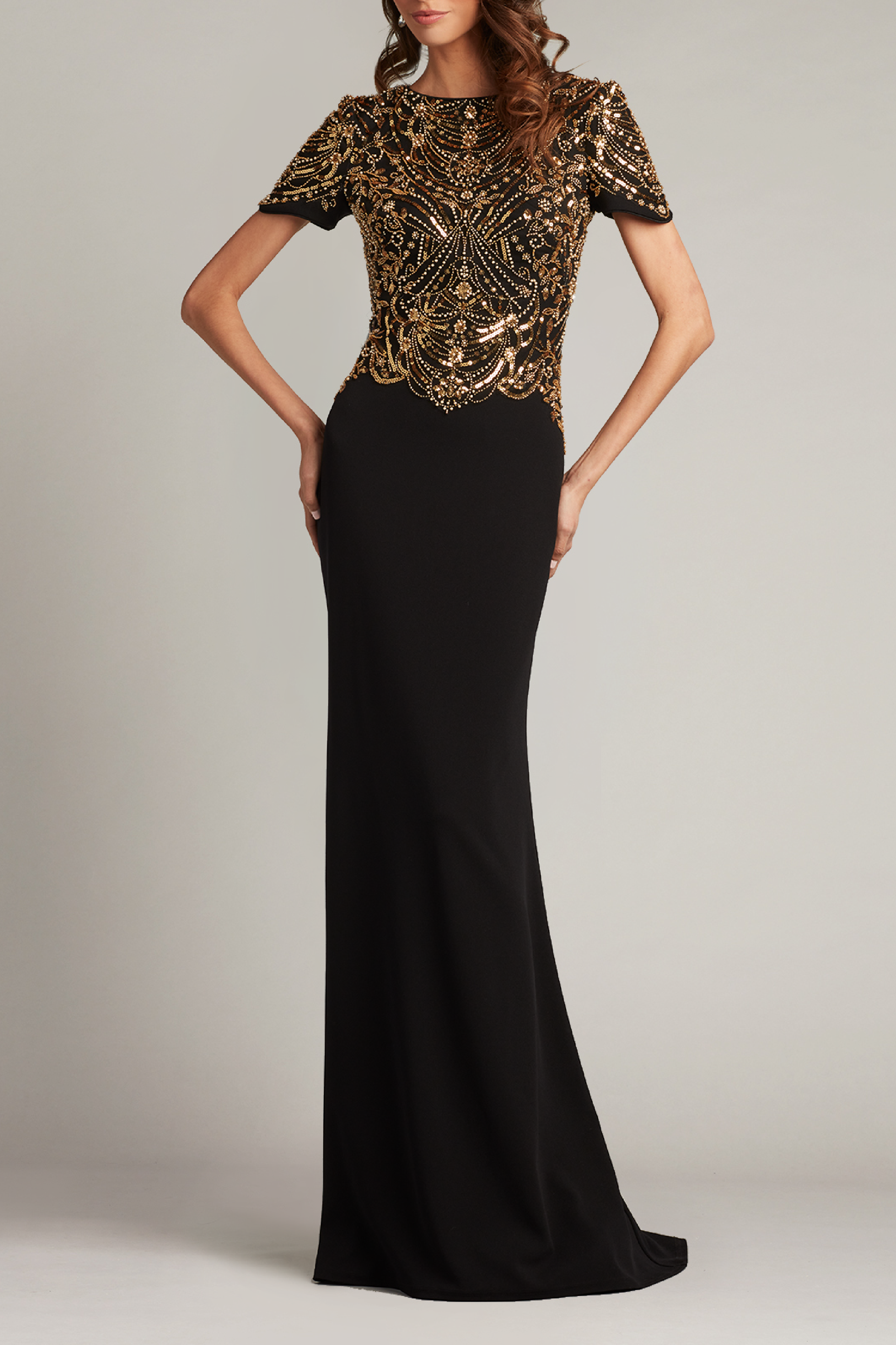 Embellished Crepe Gown