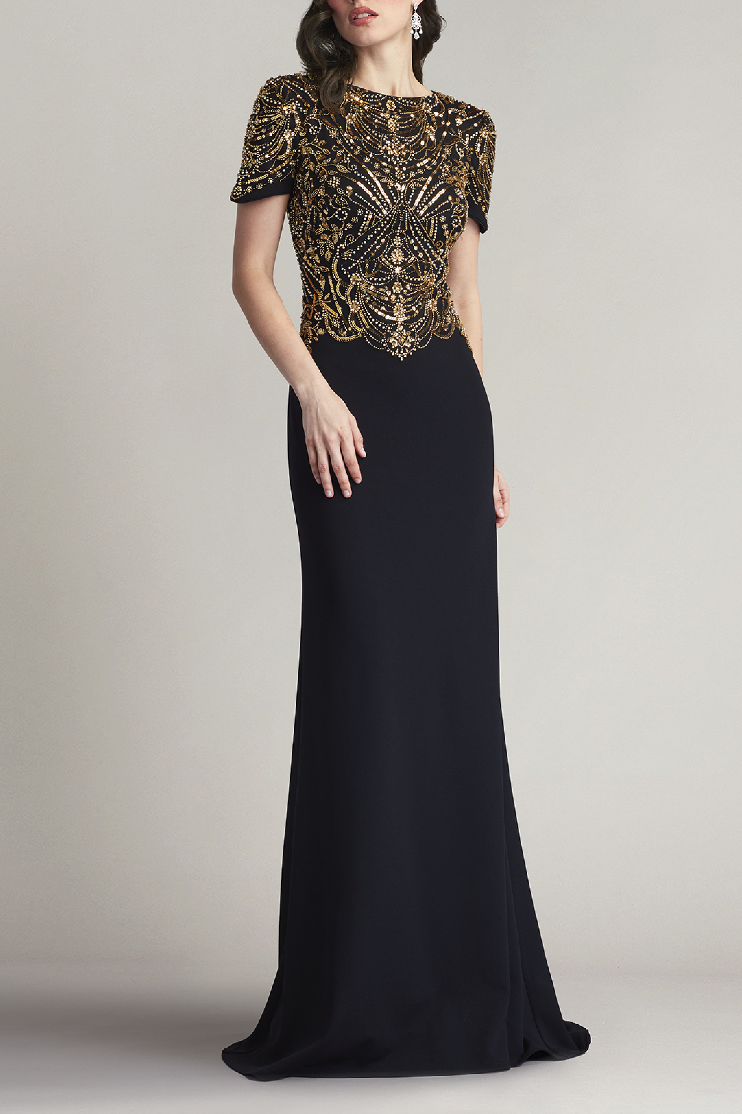 Embellished Crepe Gown