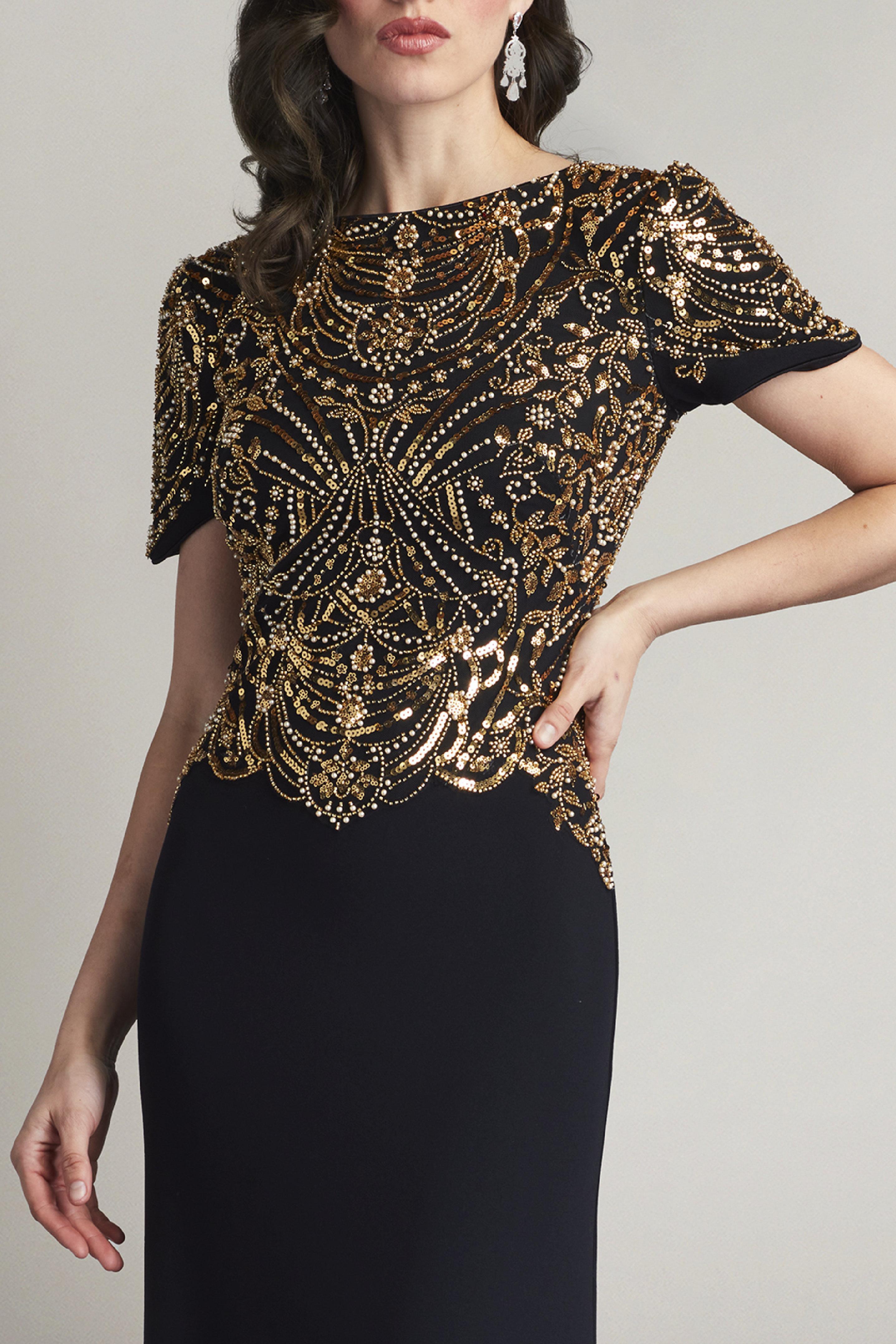 Embellished Crepe Gown