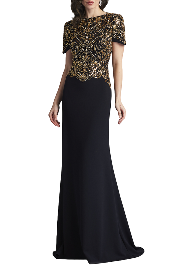 Embellished Crepe Gown