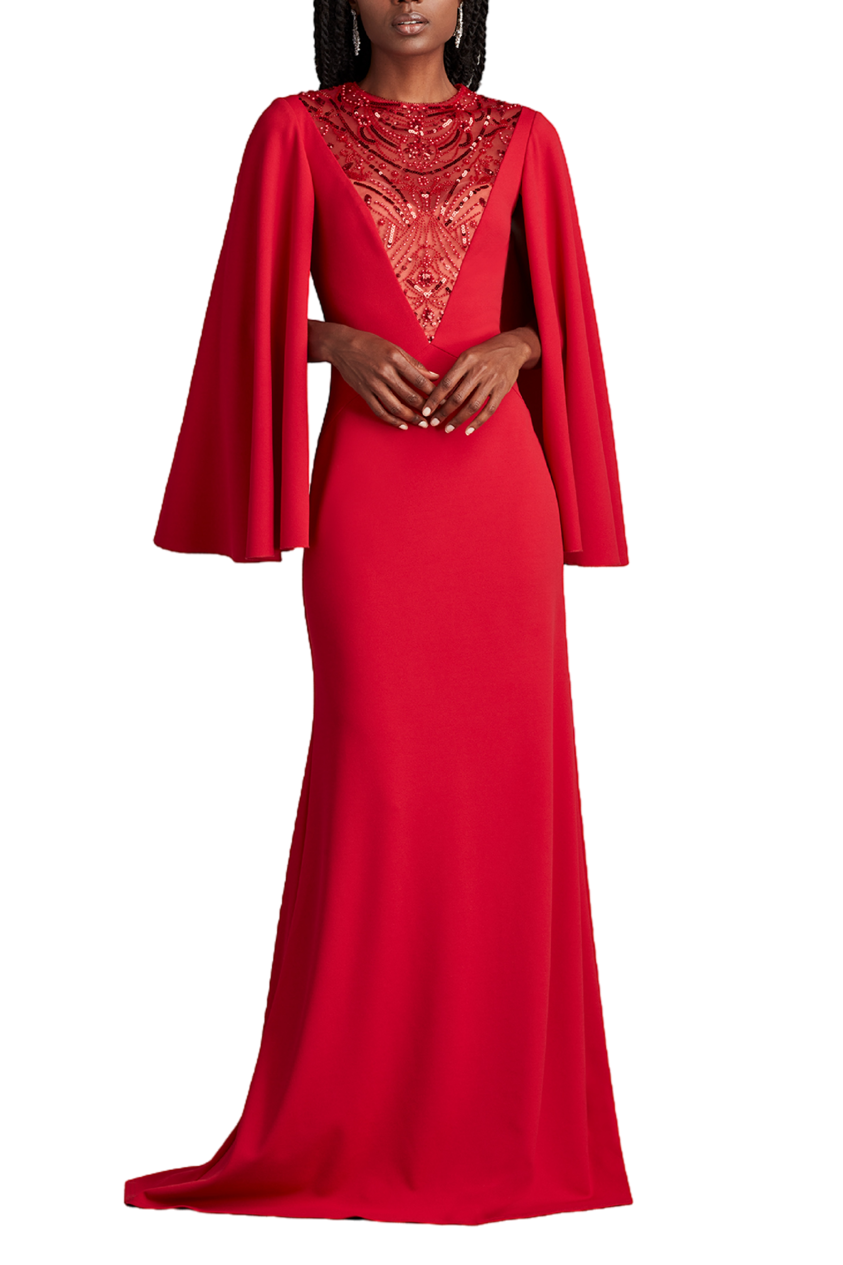 Illusion Bell Sleeve Gown