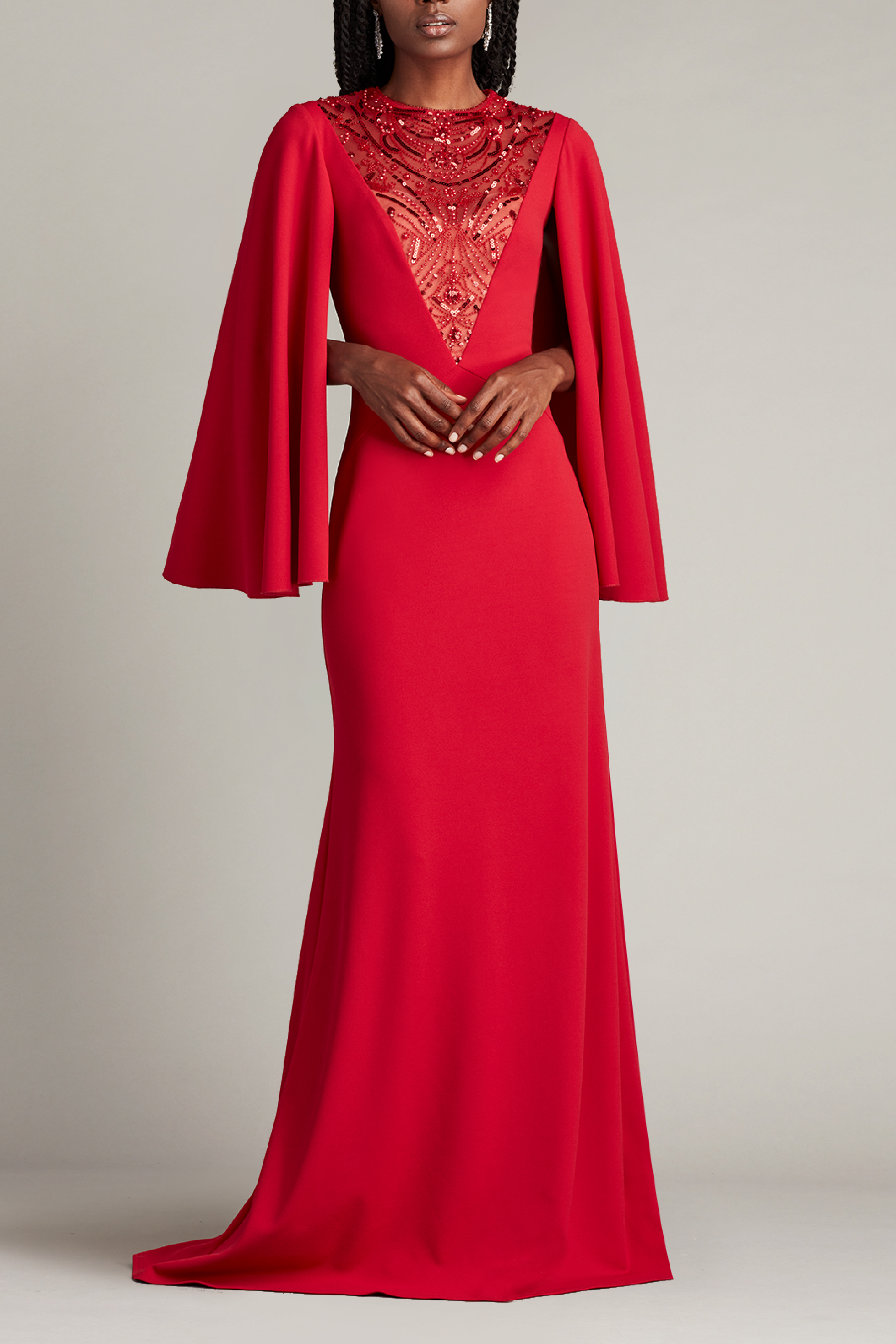Illusion Bell Sleeve Gown