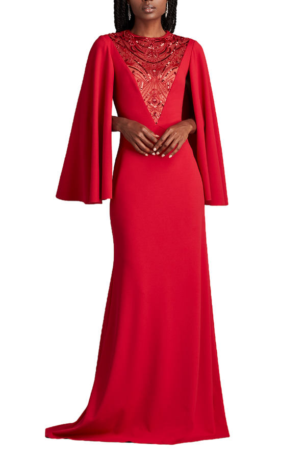 Illusion Bell Sleeve Gown