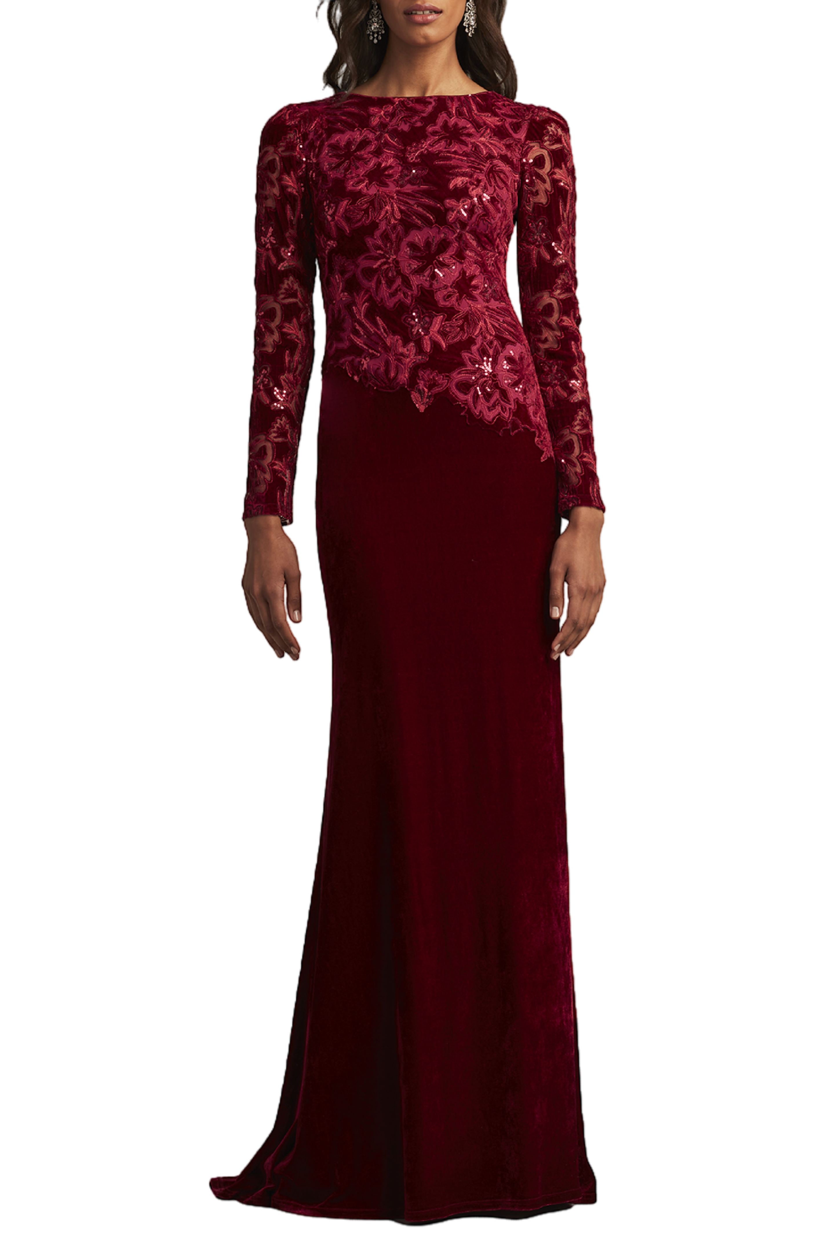 Sequin Burnout Velvet Gown