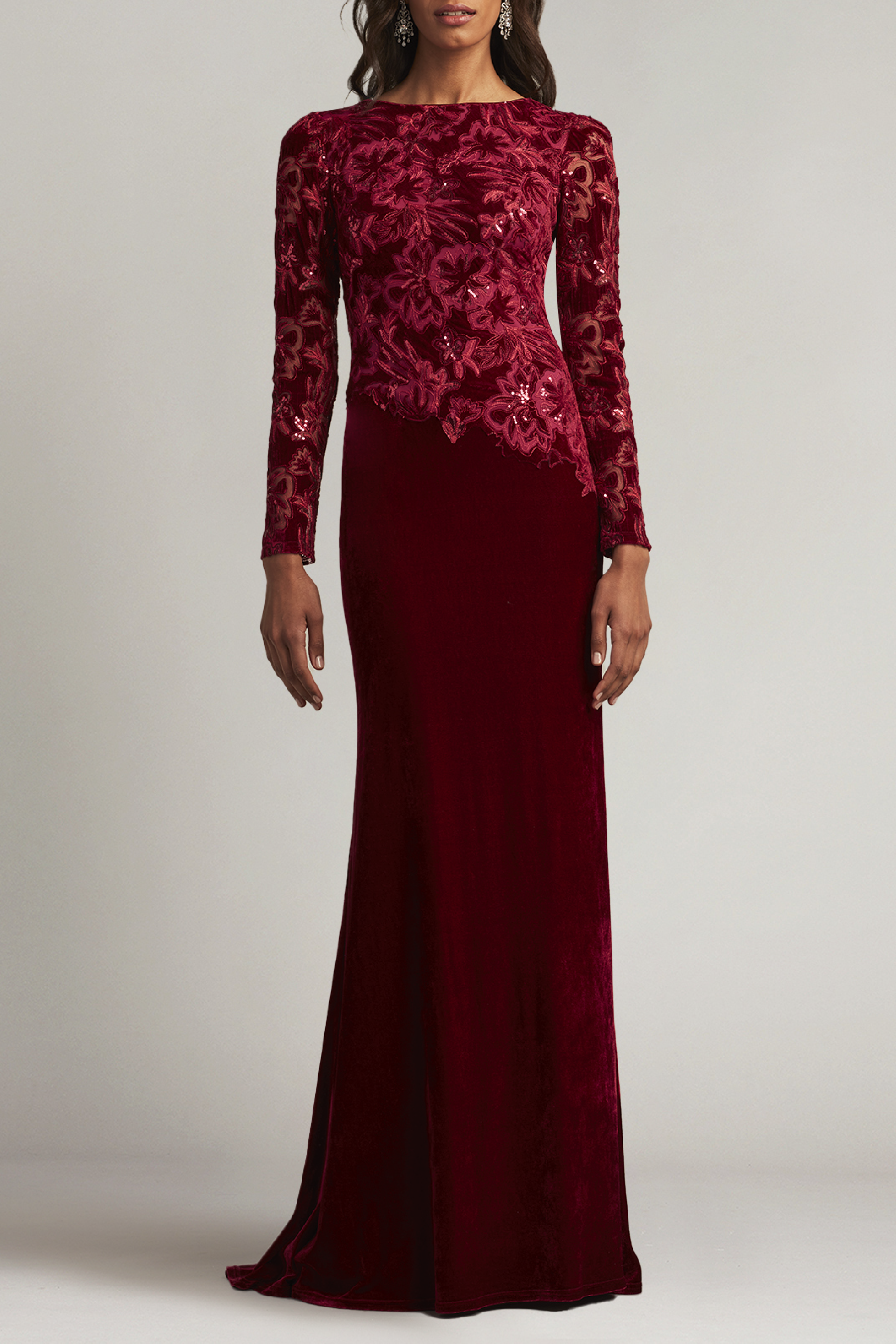 Sequin Burnout Velvet Gown