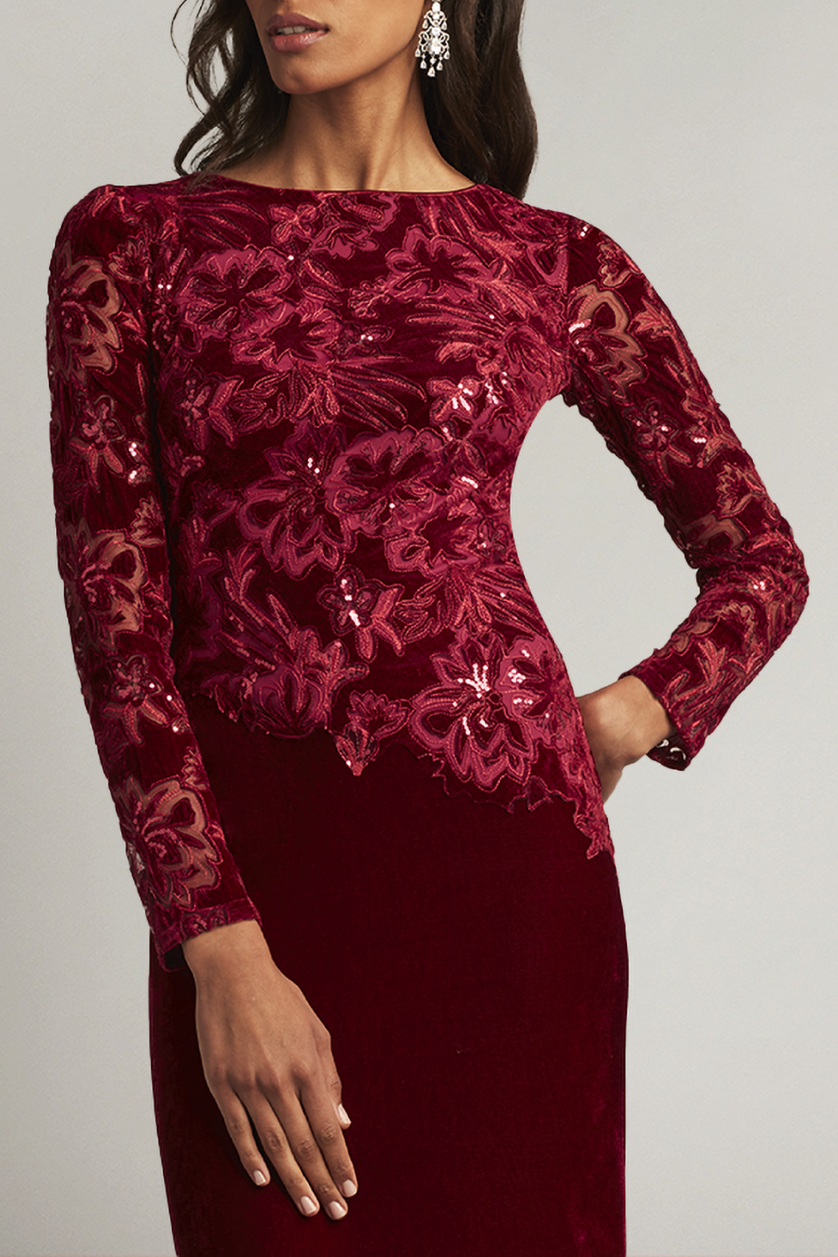 Sequin Burnout Velvet Gown