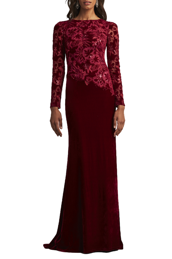 Sequin Burnout Velvet Gown