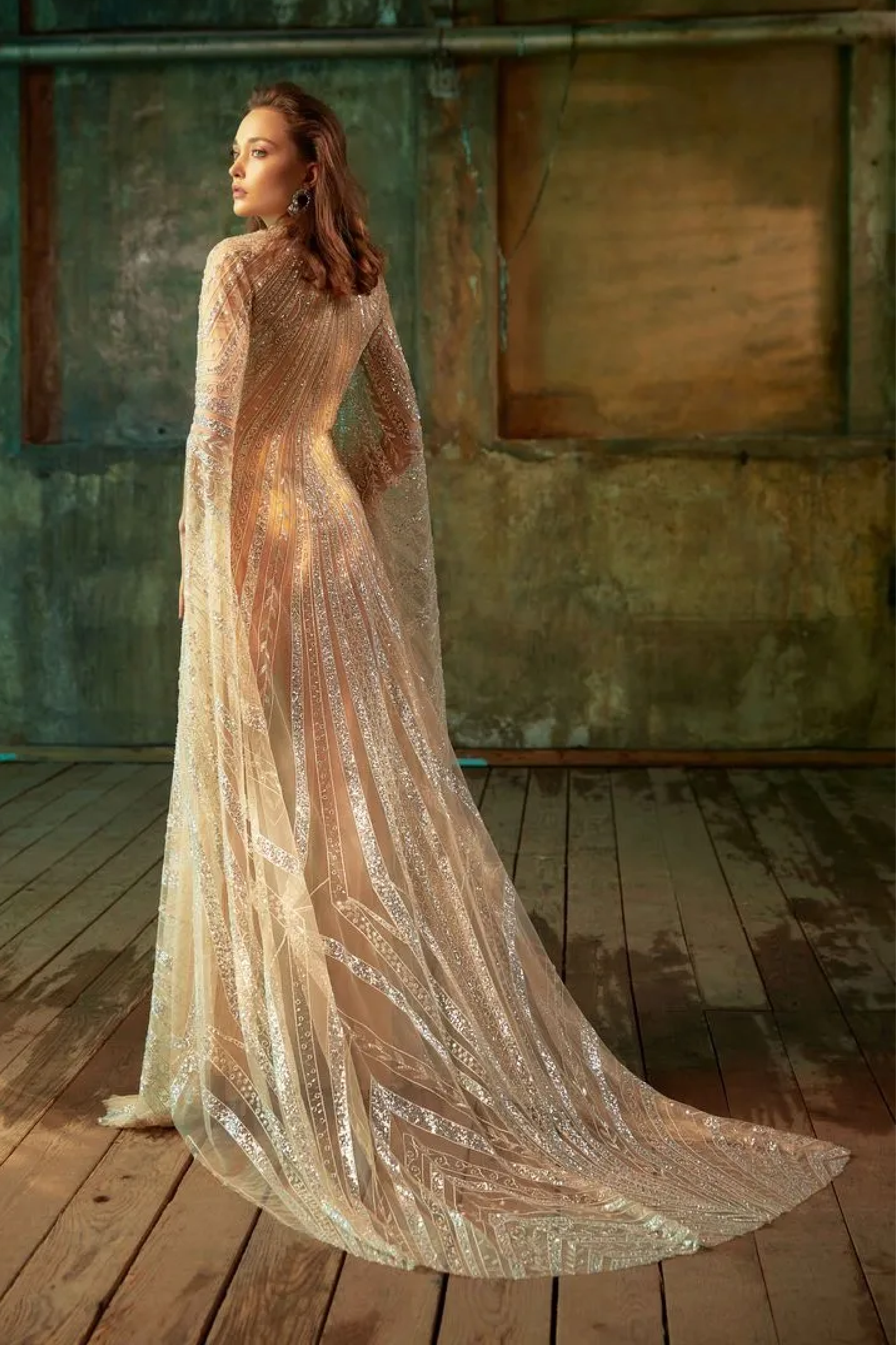 Sun Sequin Cape Gown