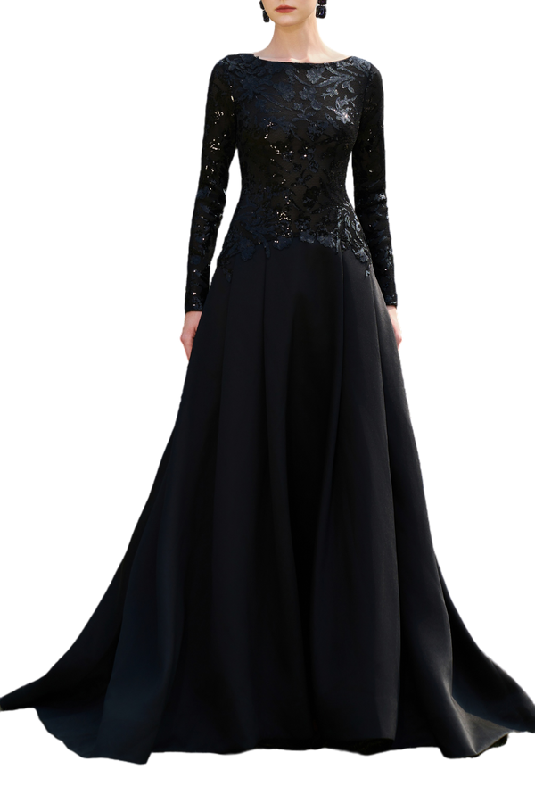 Sequin Bodice A-Line Gown