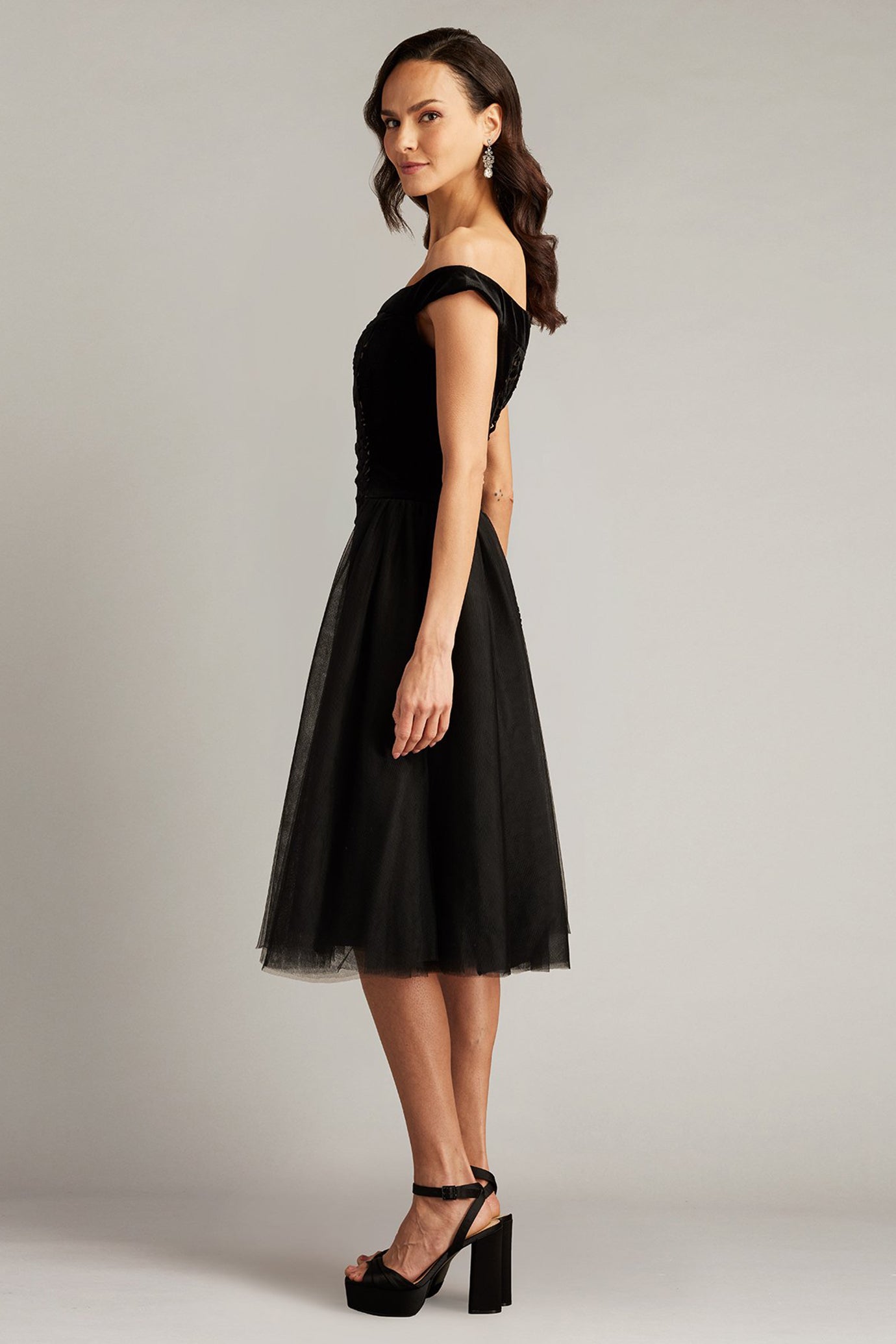 Valencia Laser Cut Velvet & Tulle Dress