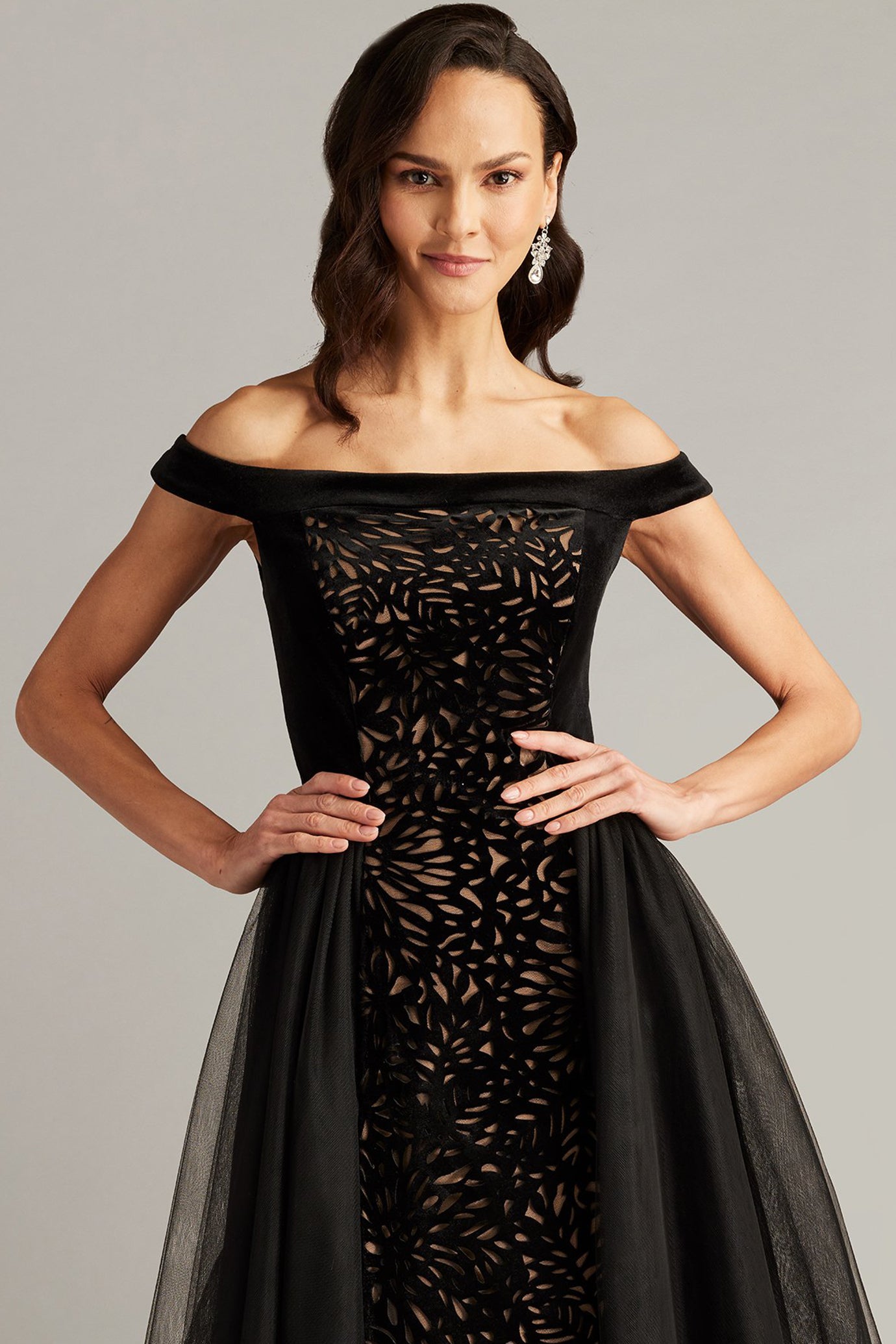 Valencia Laser Cut Velvet & Tulle Dress