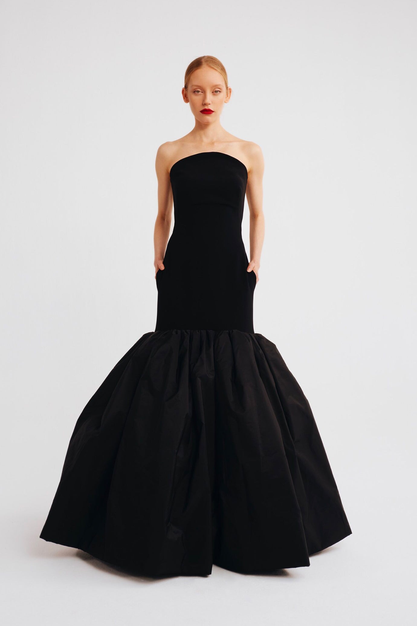 Strapless Mermaid Dress with Dramatic Pleats