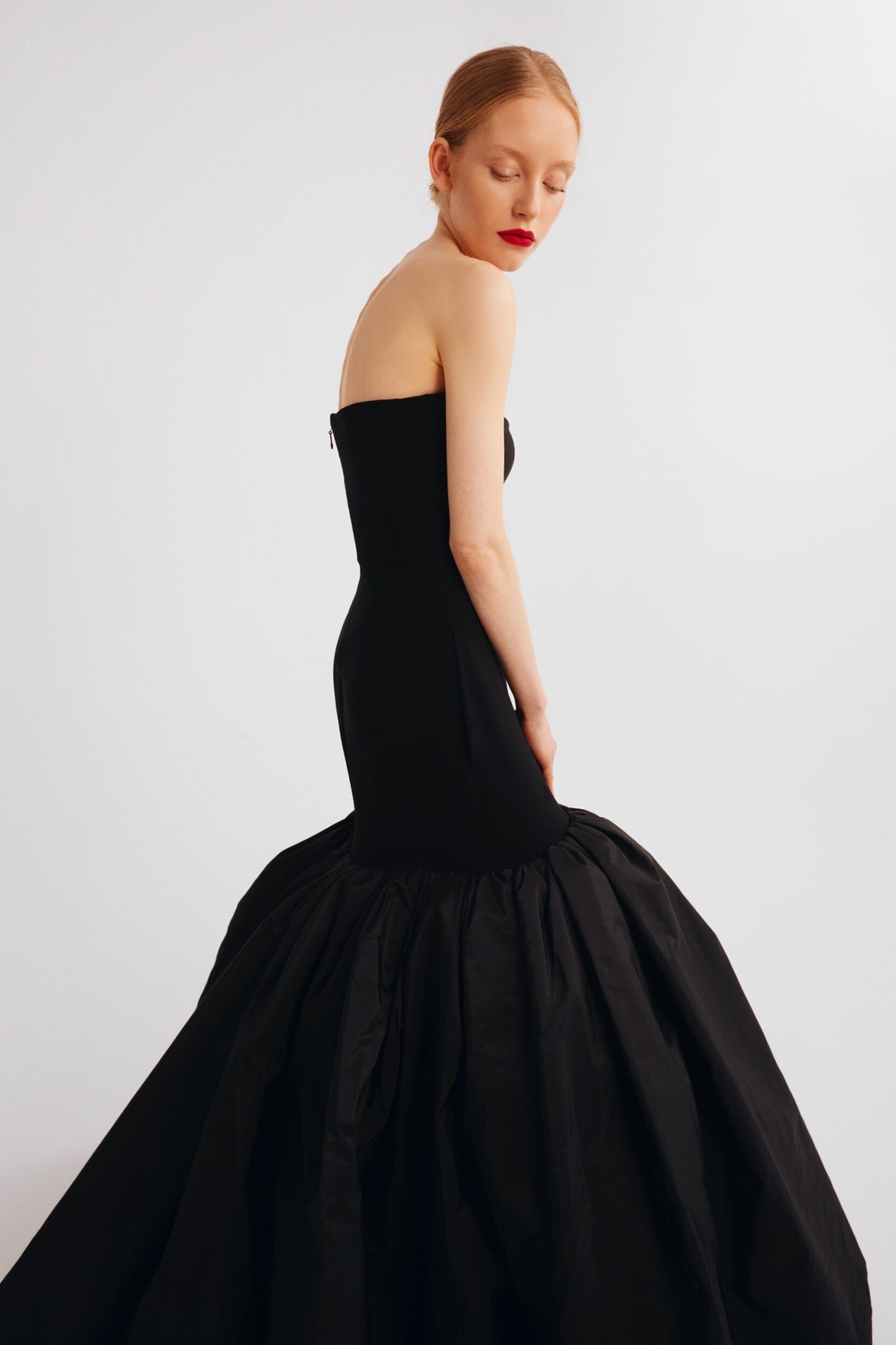 Strapless Mermaid Dress with Dramatic Pleats