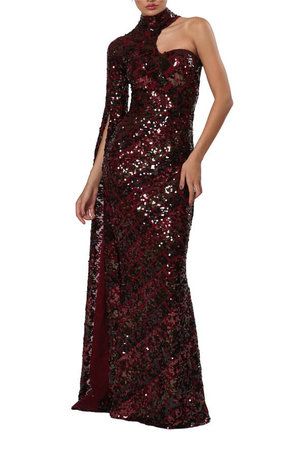 Asymmetric Sequin Gown