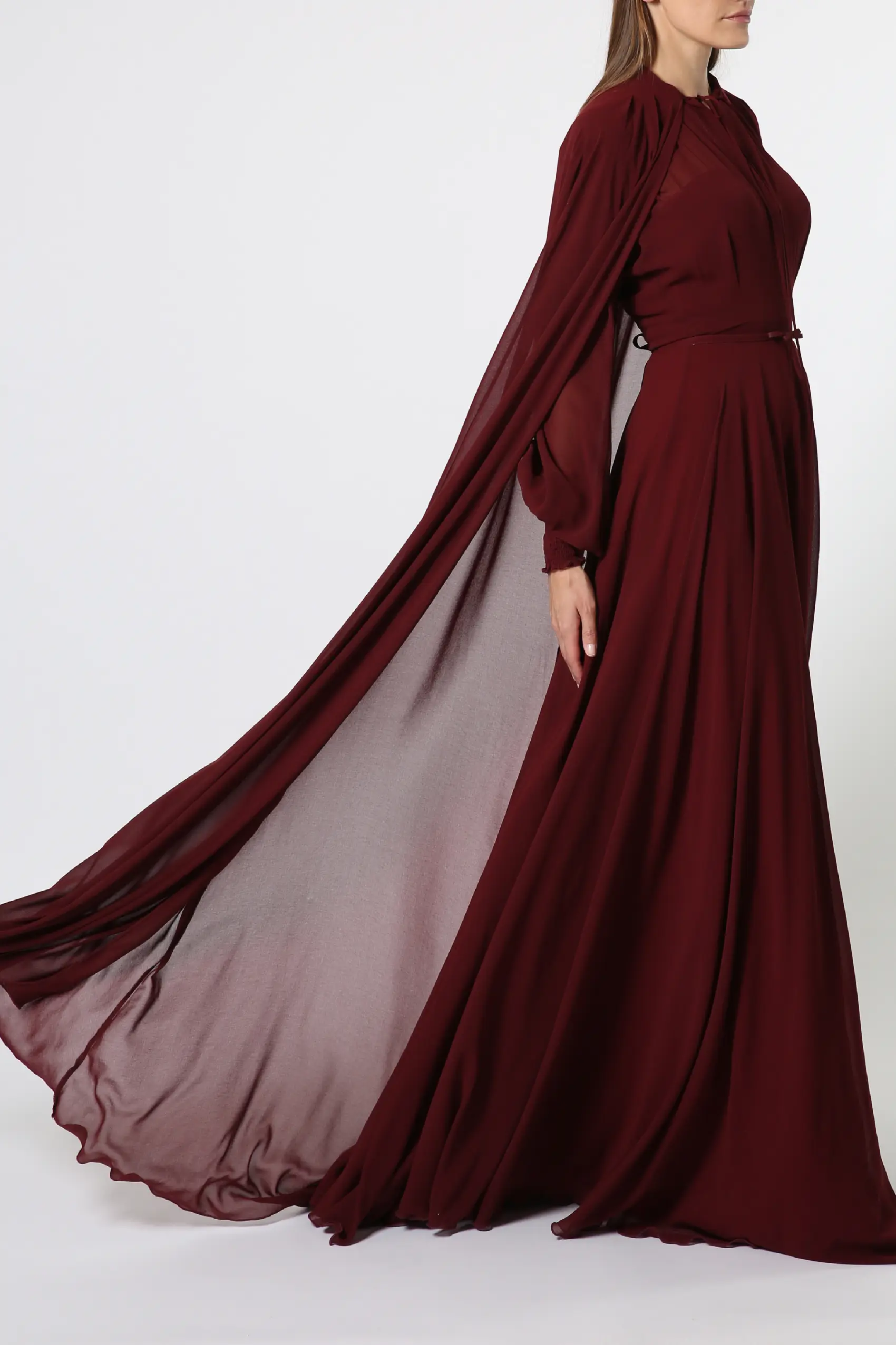 Caped Chiffon Gown