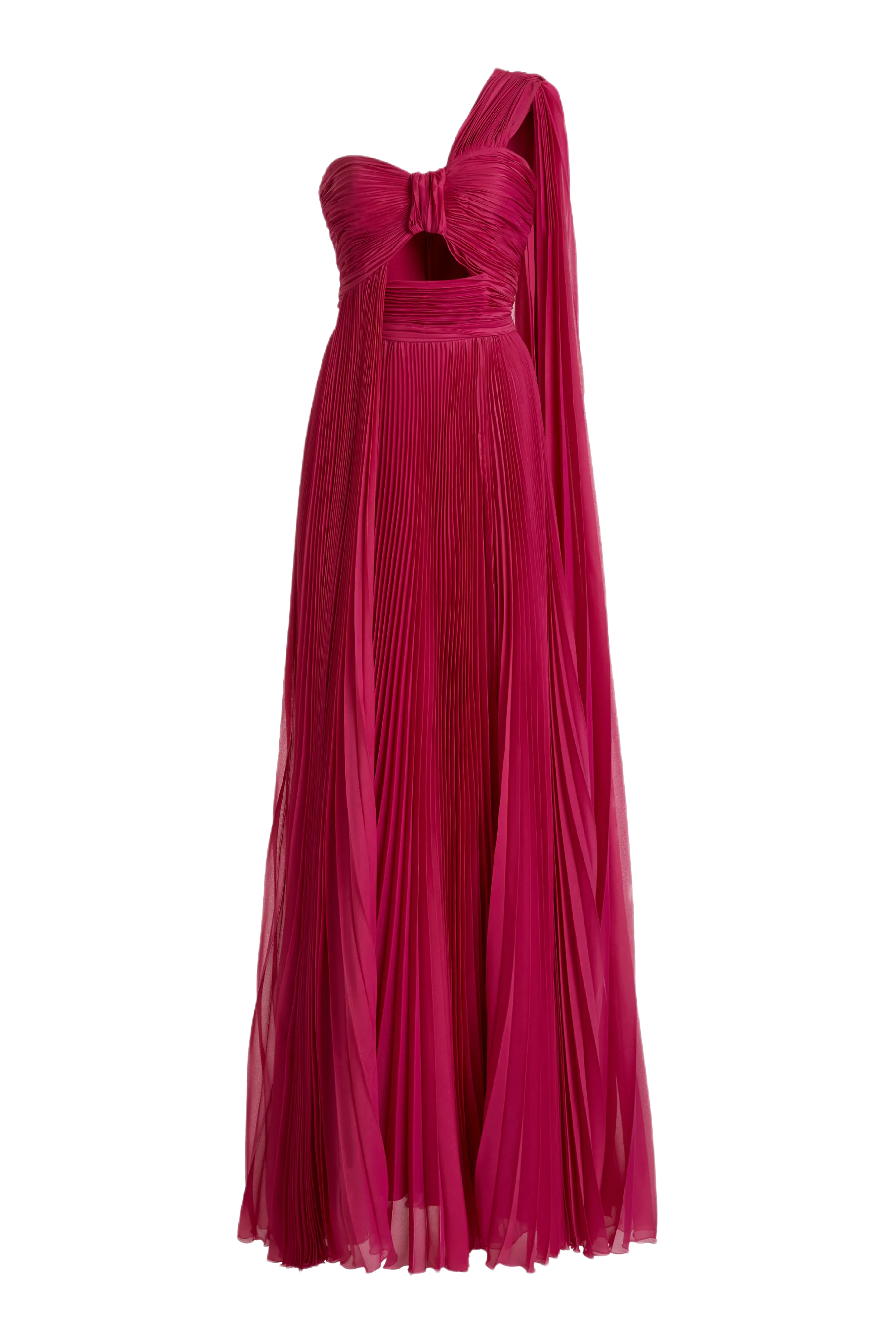 Pleated Chiffon One Shoulder Gown