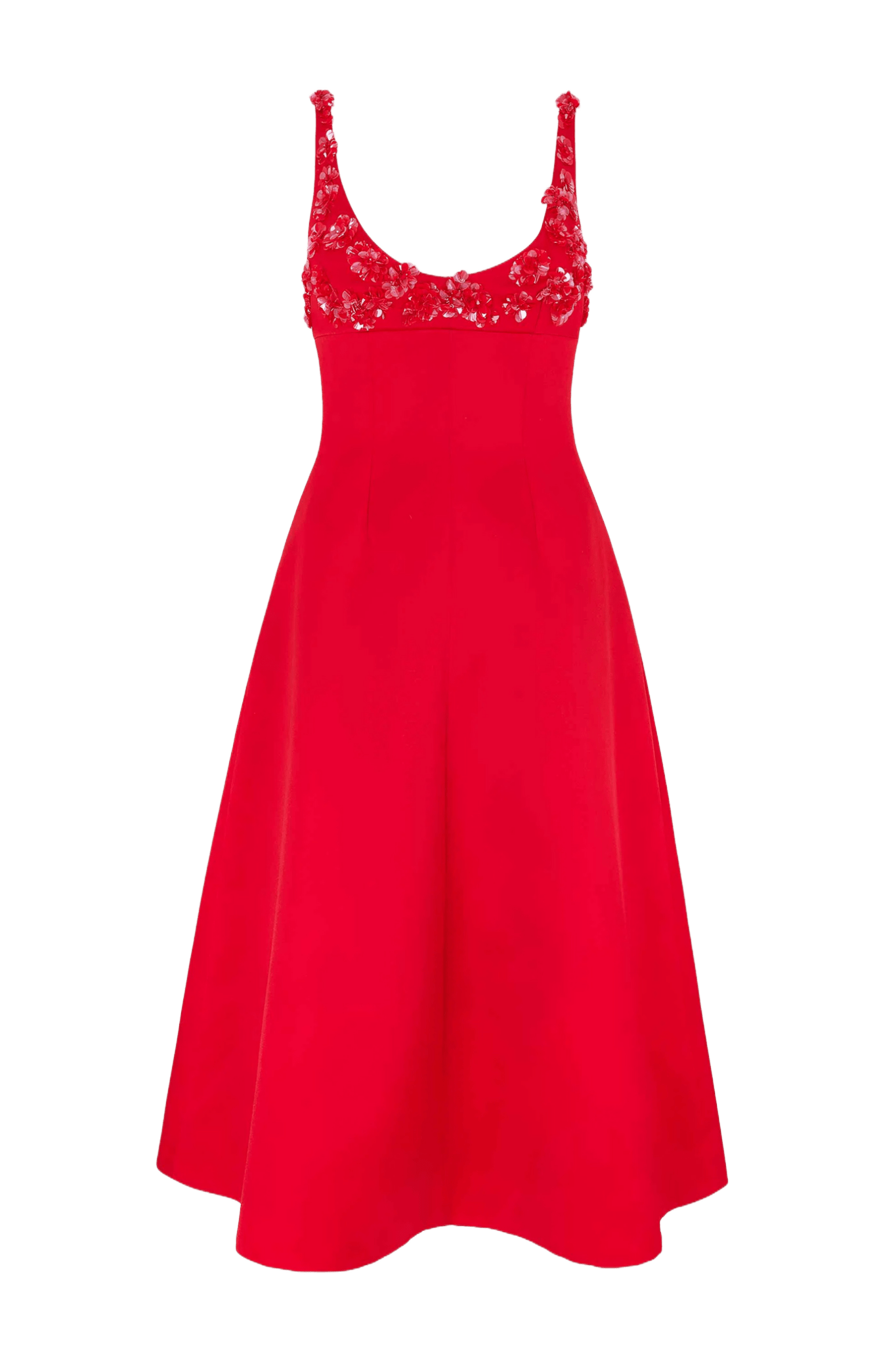 Abella Embellished Dress In Bright Red Doppio Satin - ALBOUSHIYA - district 5 - dubai - riyadh - abaya - dresses - designers - evening wear - luxury - elegance - craftsmanship - gowns - cocktail dresses - collections - georges