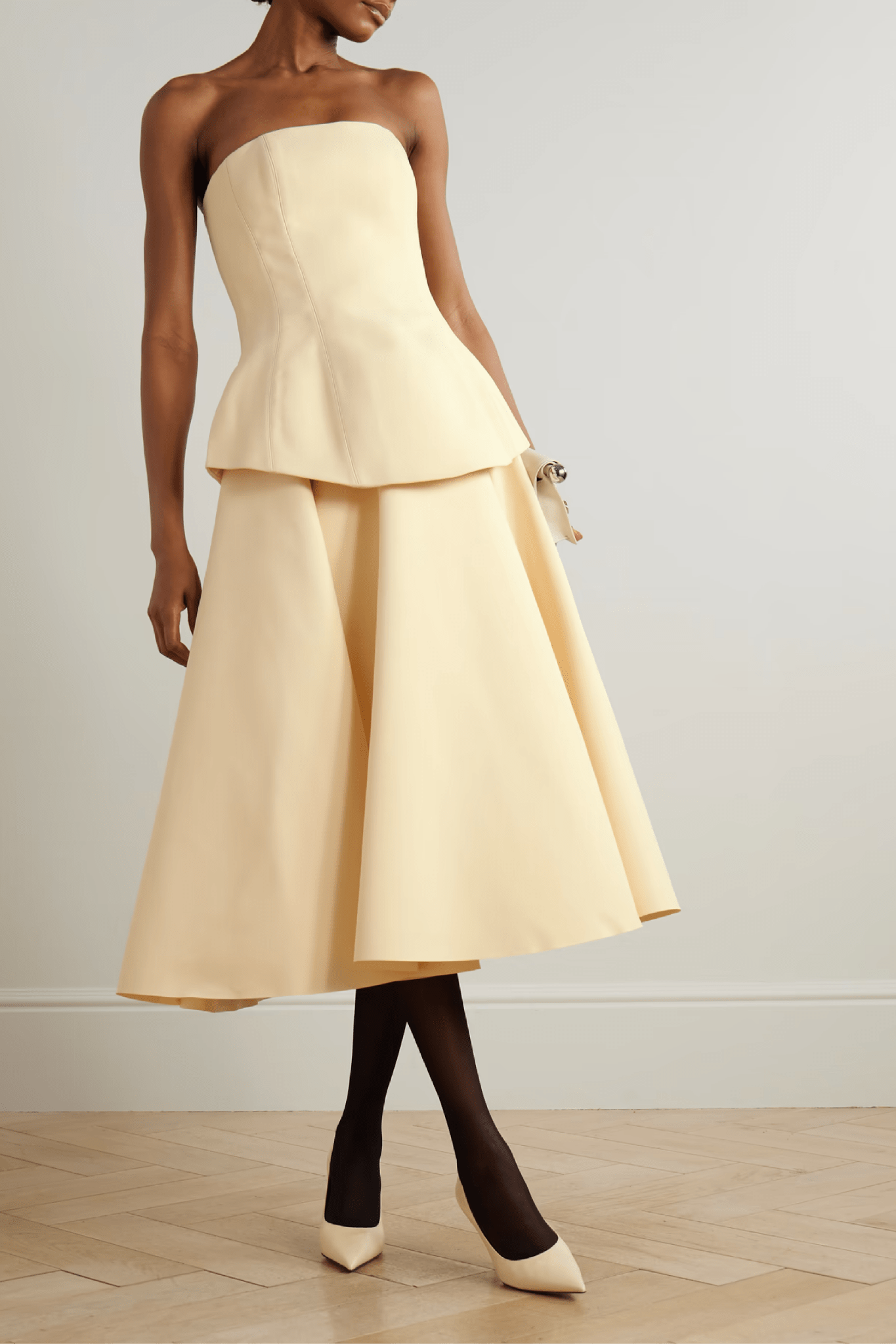 Ada Strapless Midi Dress - ALBOUSHIYA - district 5 - dubai - riyadh - abaya - dresses - designers - evening wear - luxury - elegance - craftsmanship - gowns - cocktail dresses - collections - georges