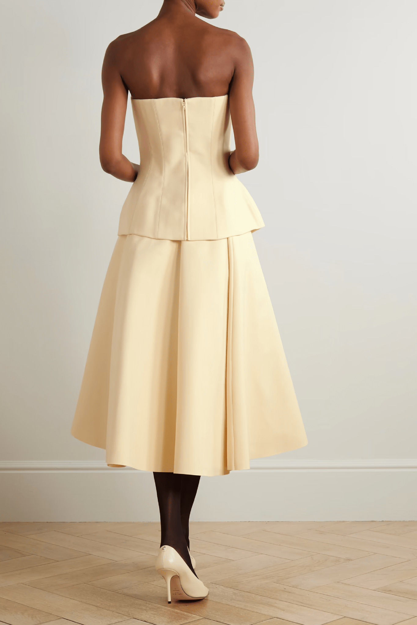 Ada Strapless Midi Dress - ALBOUSHIYA - district 5 - dubai - riyadh - abaya - dresses - designers - evening wear - luxury - elegance - craftsmanship - gowns - cocktail dresses - collections - georges