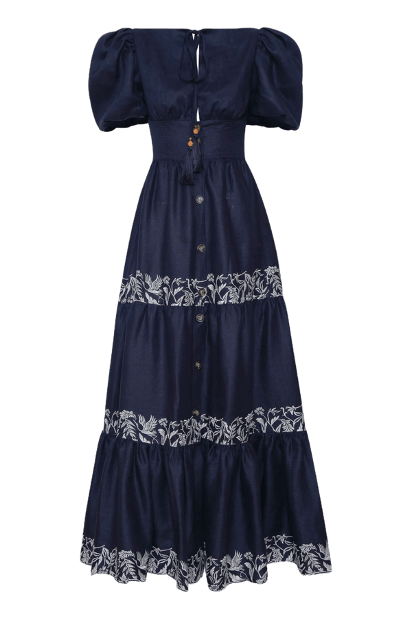 Agadir Embroidered Maxi Dress - ALBOUSHIYA - district 5 - dubai - riyadh - abaya - dresses - designers - evening wear - luxury - elegance - craftsmanship - gowns - cocktail dresses - collections - georges