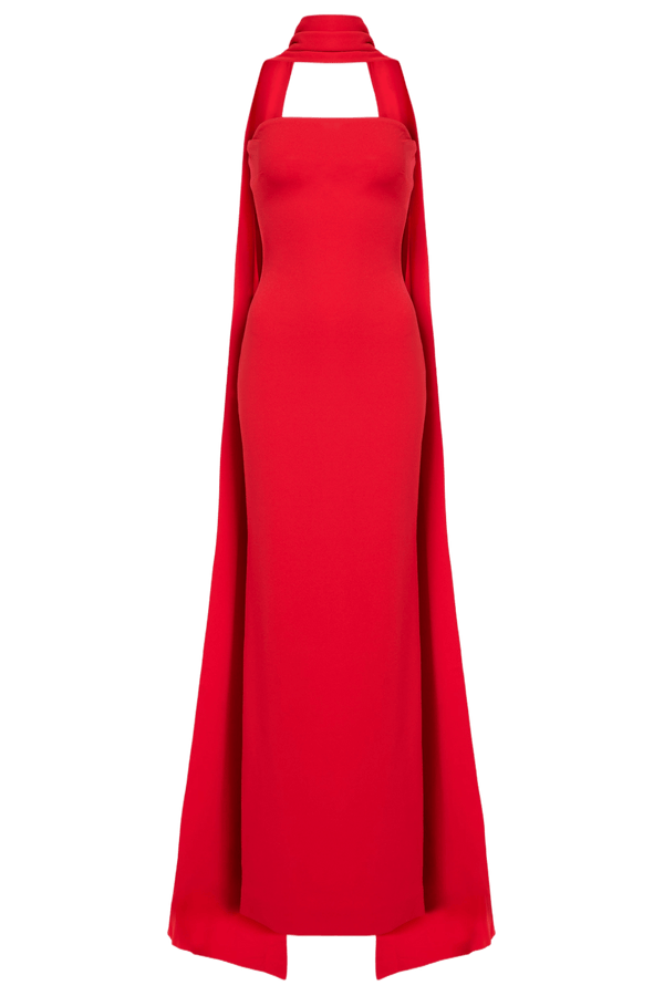Ainhoa Scarf Maxi Dress - ALBOUSHIYA - district 5 - dubai - riyadh - abaya - dresses - designers - evening wear - luxury - elegance - craftsmanship - gowns - cocktail dresses - collections - georges