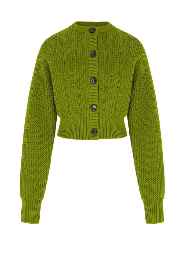 Albert Knit In Green Cashfeel - ALBOUSHIYA - district 5 - dubai - riyadh - abaya - dresses - designers - evening wear - luxury - elegance - craftsmanship - gowns - cocktail dresses - collections - georges