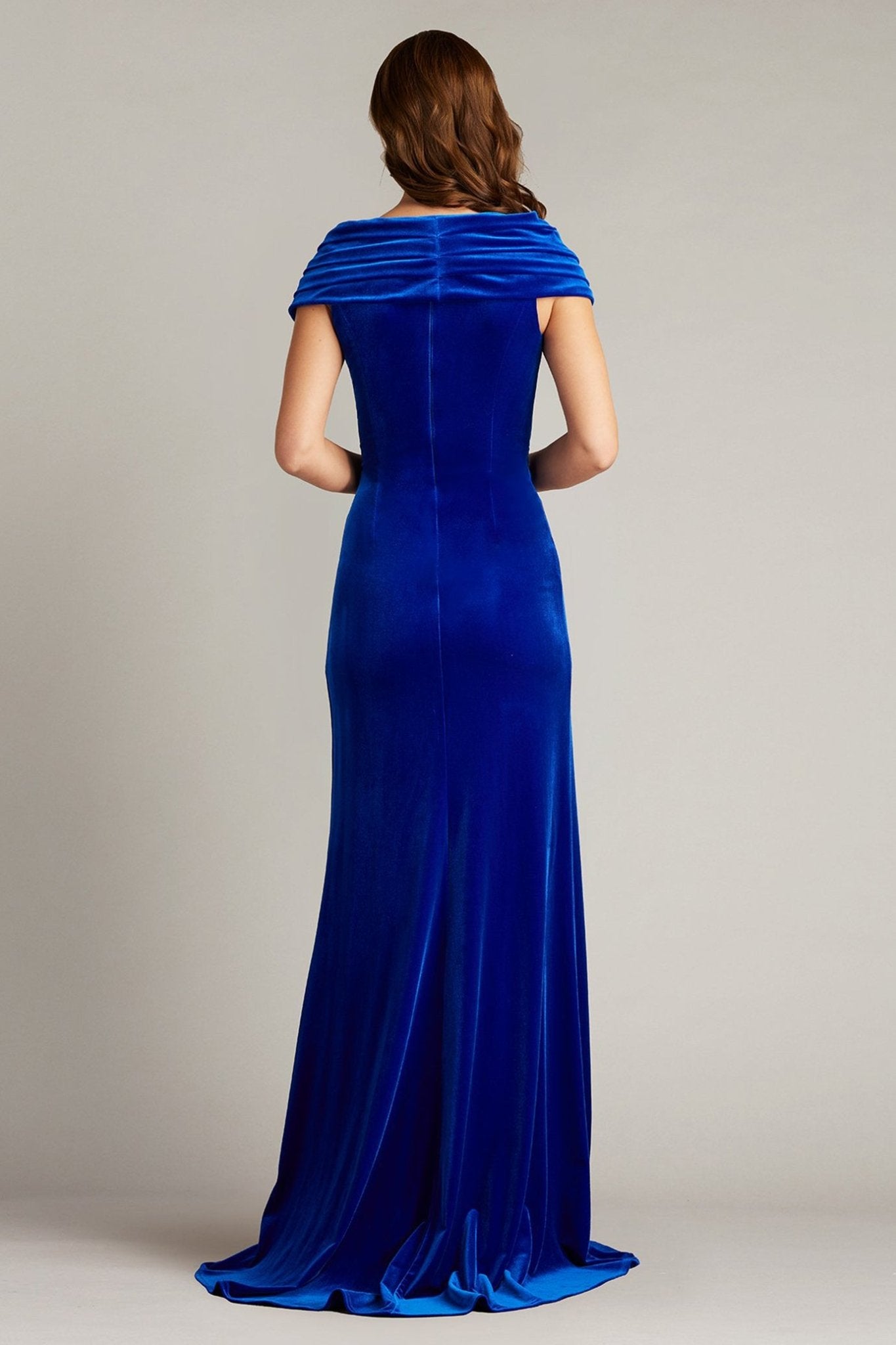 Alvarez Velvet Waterfall Drape Gown - ALBOUSHIYA - district 5 - dubai - riyadh - abaya - dresses - designers - evening wear - luxury - elegance - craftsmanship - gowns - cocktail dresses - collections - georges