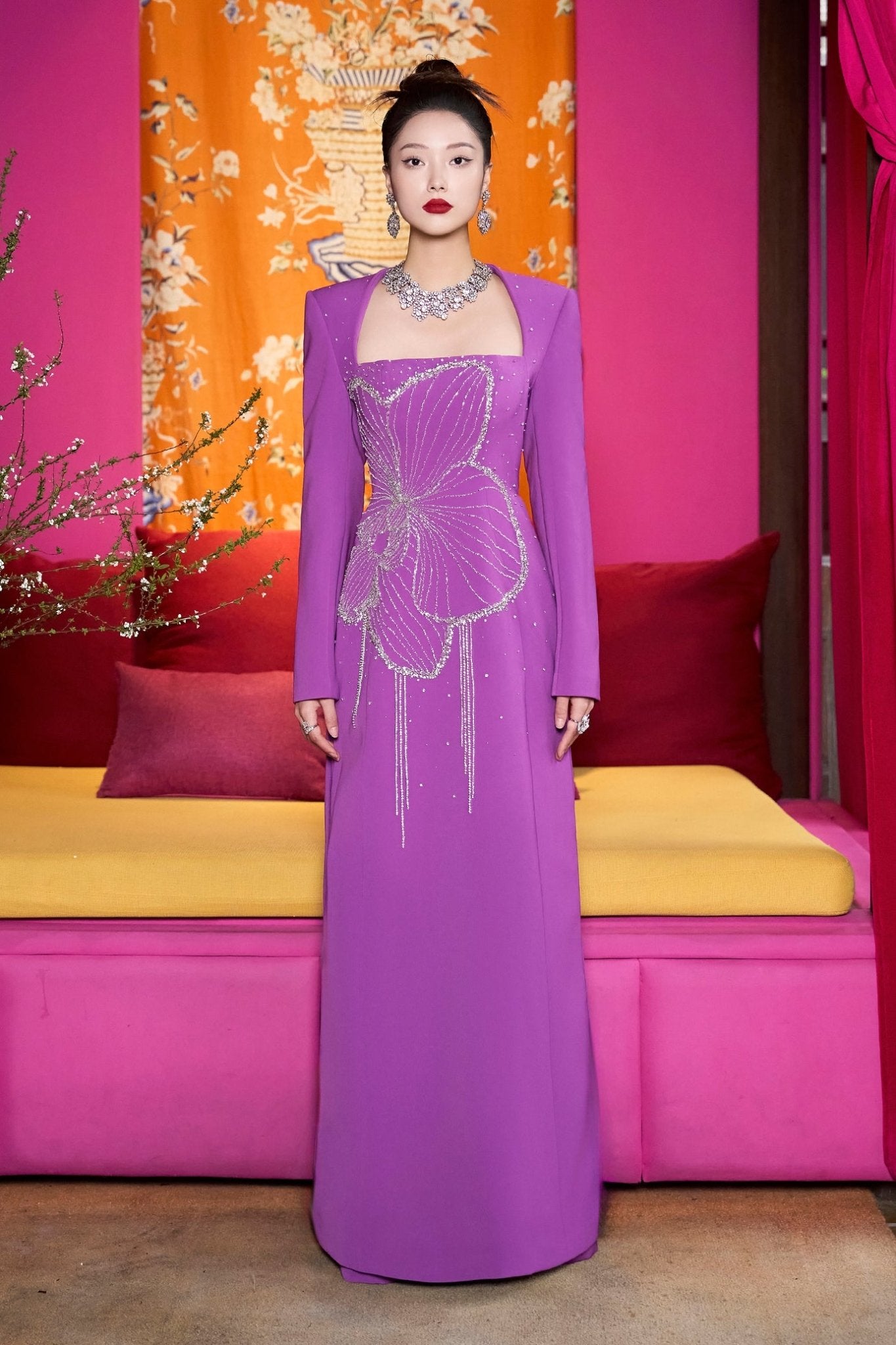 Amethyst Orchid Gown - ALBOUSHIYA - district 5 - dubai - riyadh - abaya - dresses - designers - evening wear - luxury - elegance - craftsmanship - gowns - cocktail dresses - collections - georges