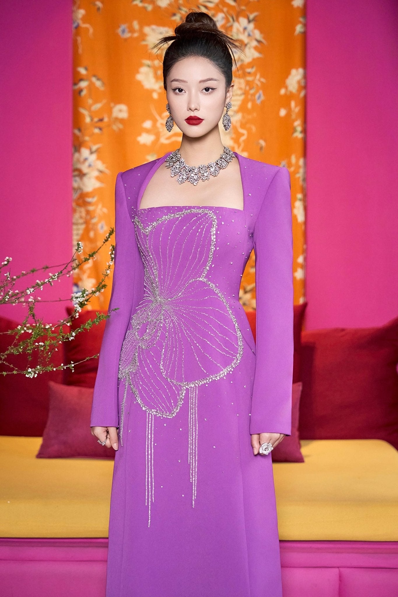 Amethyst Orchid Gown - ALBOUSHIYA - district 5 - dubai - riyadh - abaya - dresses - designers - evening wear - luxury - elegance - craftsmanship - gowns - cocktail dresses - collections - georges