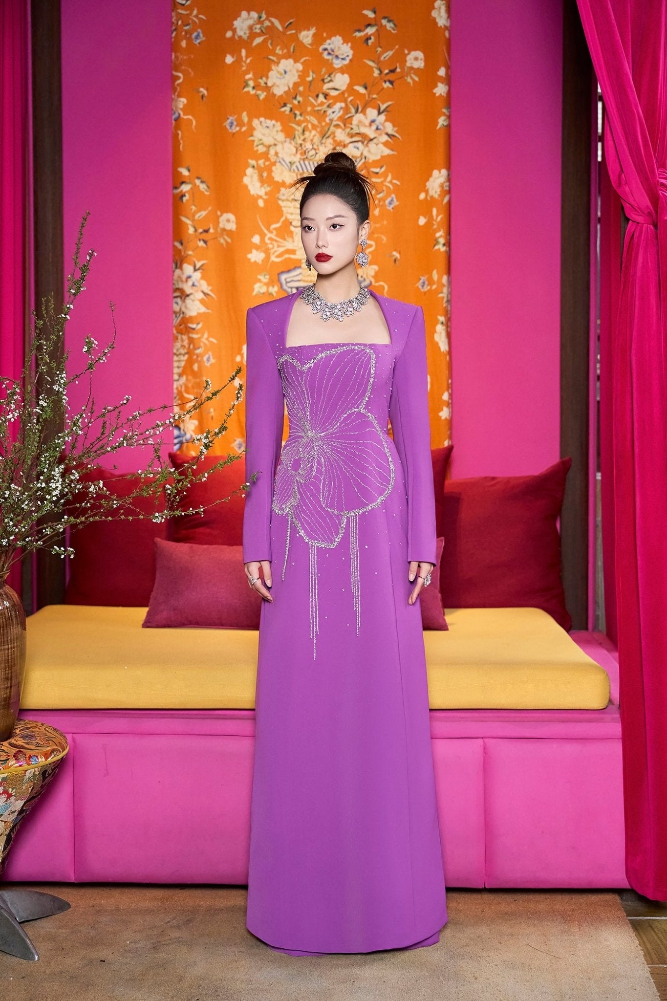 Amethyst Orchid Gown - ALBOUSHIYA - district 5 - dubai - riyadh - abaya - dresses - designers - evening wear - luxury - elegance - craftsmanship - gowns - cocktail dresses - collections - georges