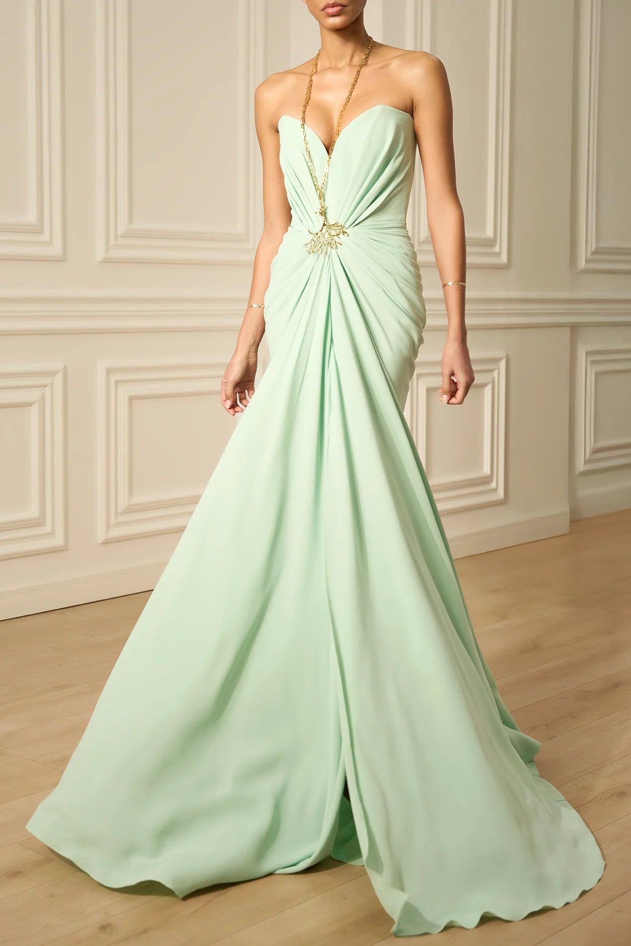 Rhea Costa Ammuri Dress | Strapless Draped Evening Gown