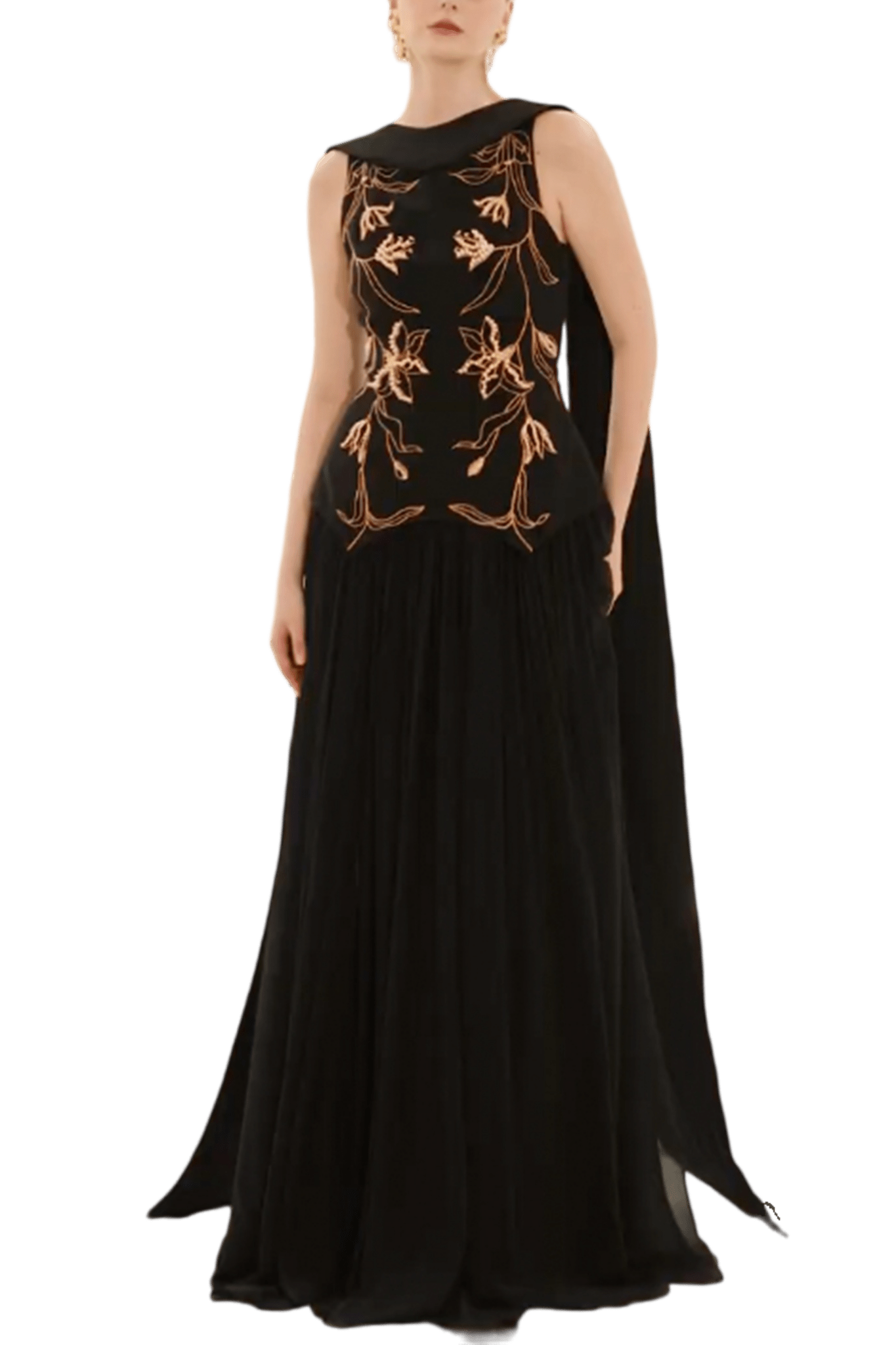 Ariane Crepe and Chiffon Dress - ALBOUSHIYA - district 5 - dubai - riyadh - abaya - dresses - designers - evening wear - luxury - elegance - craftsmanship - gowns - cocktail dresses - collections - georges
