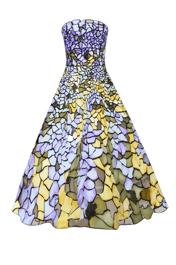 Art Nouveau Stained Glass Gown - ALBOUSHIYA - district 5 - dubai - riyadh - abaya - dresses - designers - evening wear - luxury - elegance - craftsmanship - gowns - cocktail dresses - collections - georges