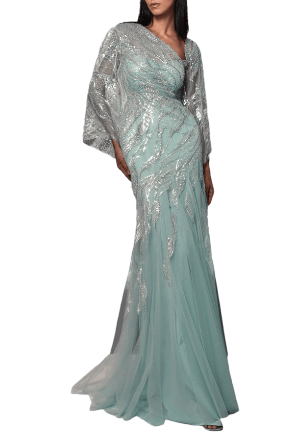 Asymmetric Embellished Gown - ALBOUSHIYA - district 5 - dubai - riyadh - abaya - dresses - designers - evening wear - luxury - elegance - craftsmanship - gowns - cocktail dresses - collections - georges