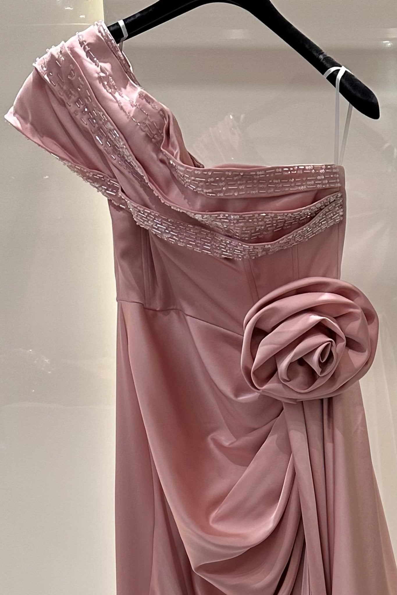 Asymmetrical Shoulder Gown With Drapped Details - ALBOUSHIYA - district 5 - dubai - riyadh - abaya - dresses - designers - evening wear - luxury - elegance - craftsmanship - gowns - cocktail dresses - collections - georges