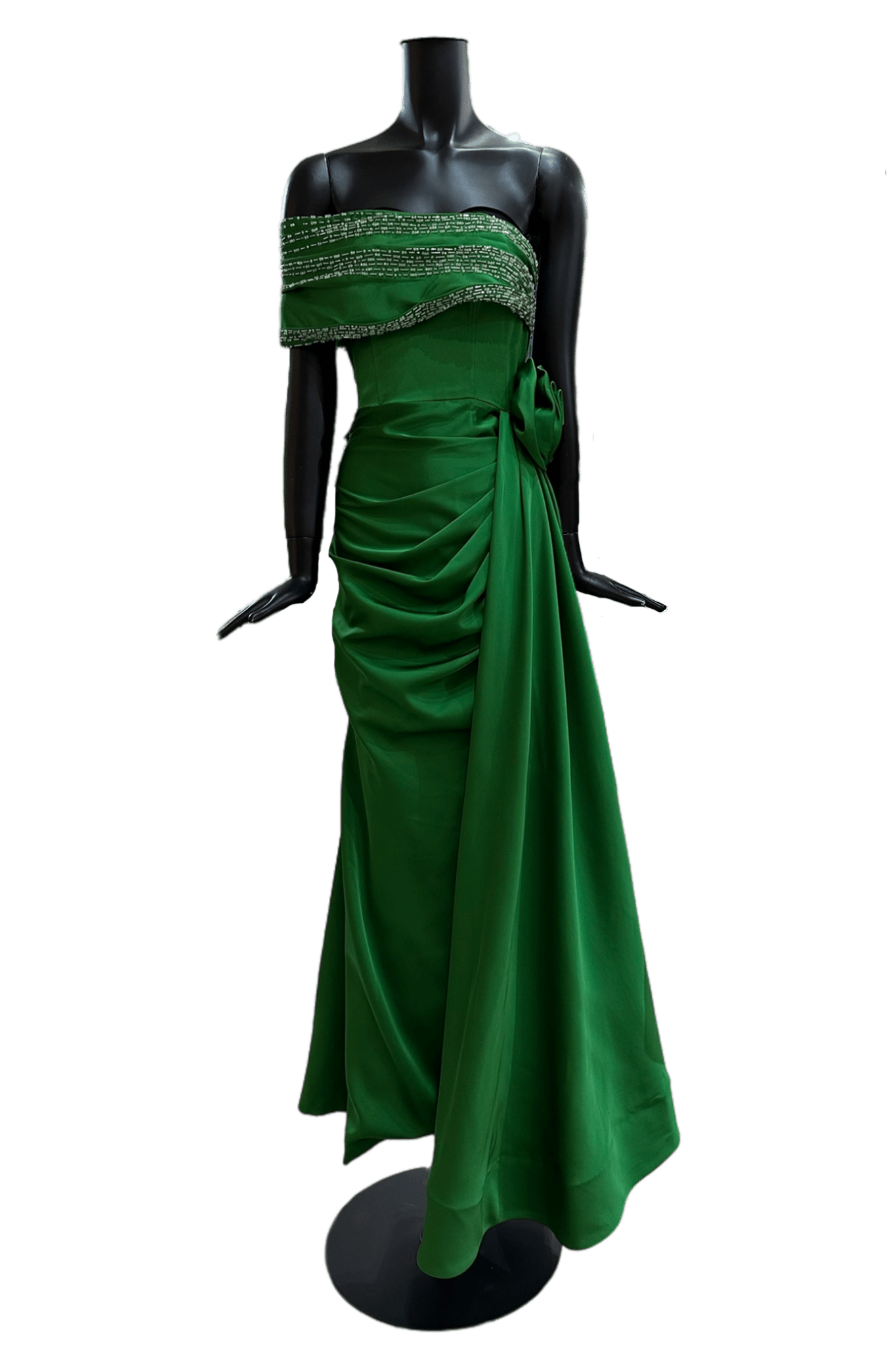 Asymmetrical Shoulder Gown With Drapped Details - ALBOUSHIYA - district 5 - dubai - riyadh - abaya - dresses - designers - evening wear - luxury - elegance - craftsmanship - gowns - cocktail dresses - collections - georges