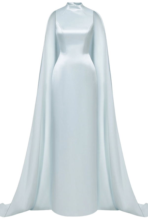 Baby Blue Cape Dress - ALBOUSHIYA - district 5 - dubai - riyadh - abaya - dresses - designers - evening wear - luxury - elegance - craftsmanship - gowns - cocktail dresses - collections - georges