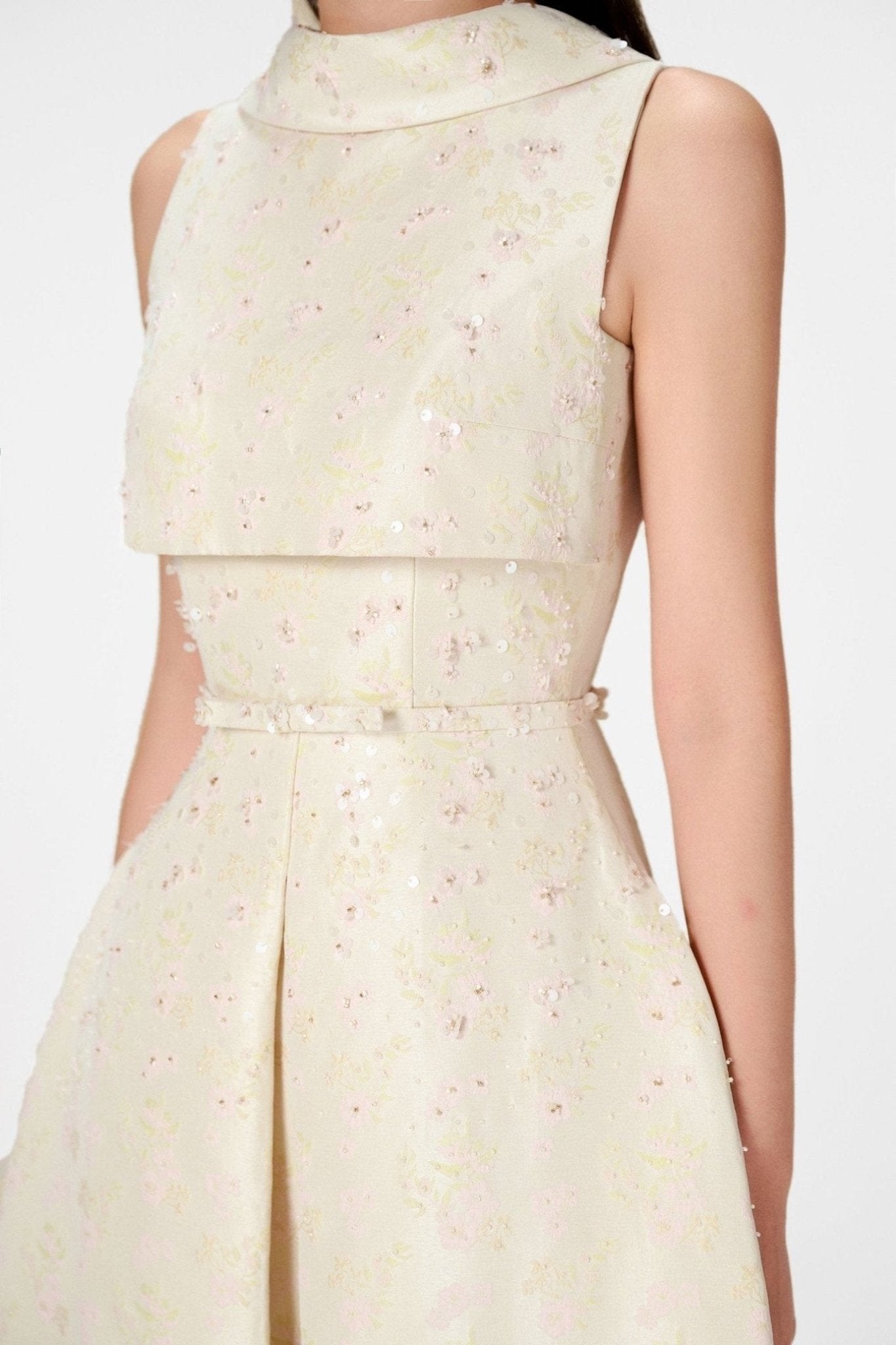 Beaded Brocade Dress - ALBOUSHIYA - district 5 - dubai - riyadh - abaya - dresses - designers - evening wear - luxury - elegance - craftsmanship - gowns - cocktail dresses - collections - georges