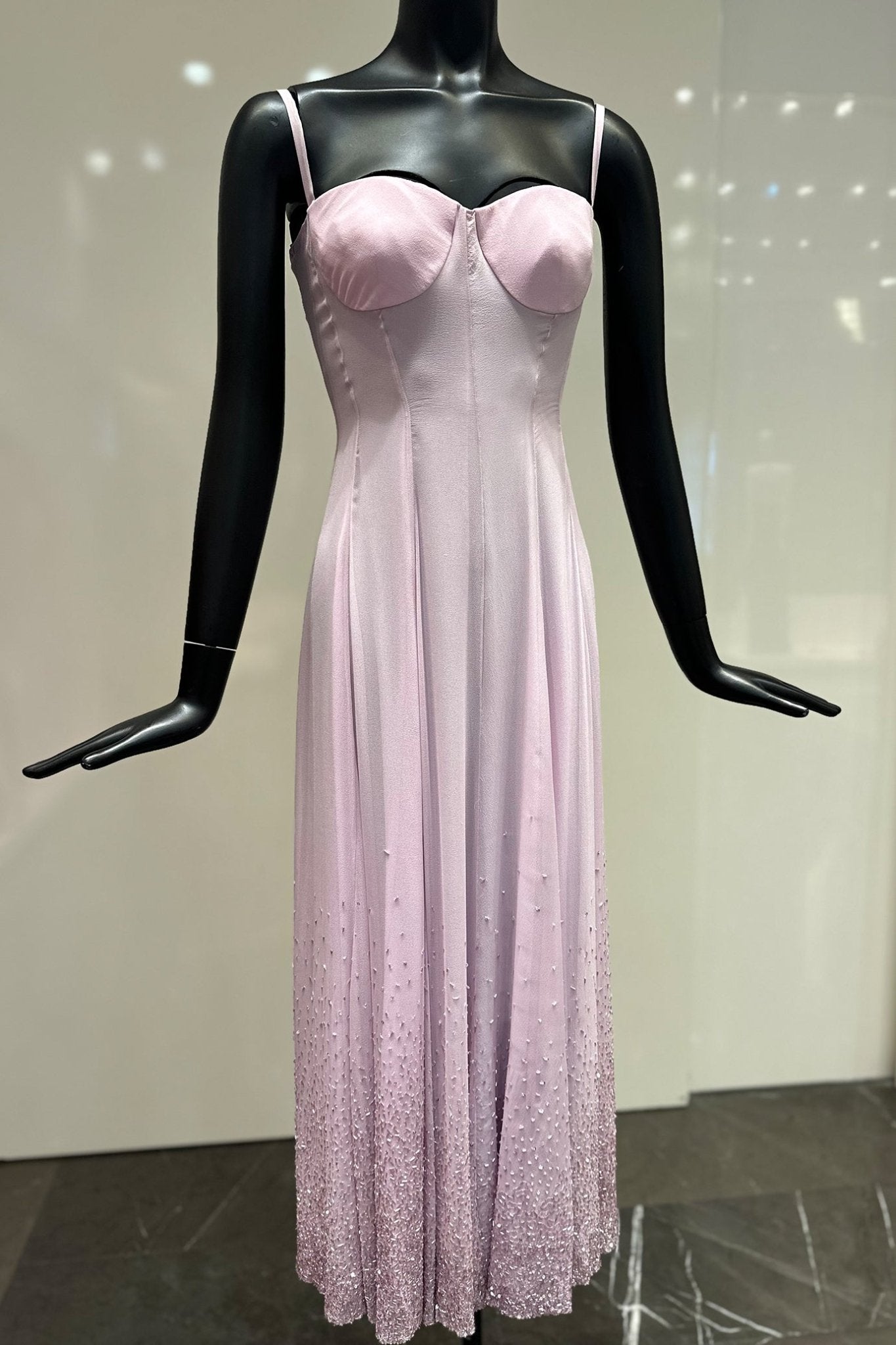 Beaded Crystallized Georgette Dress - ALBOUSHIYA - district 5 - dubai - riyadh - abaya - dresses - designers - evening wear - luxury - elegance - craftsmanship - gowns - cocktail dresses - collections - georges