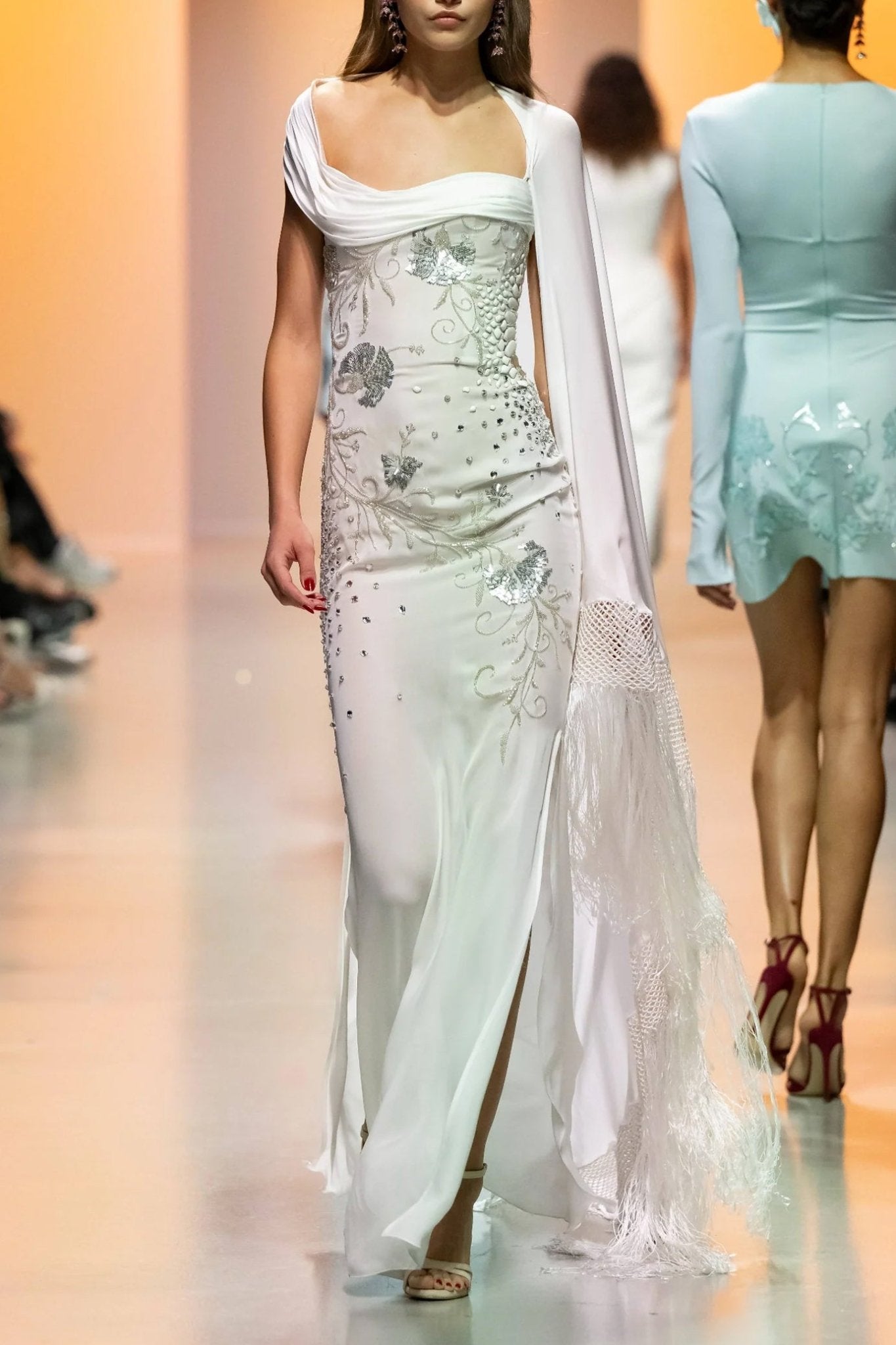 Beaded Georgette Dress - ALBOUSHIYA - district 5 - dubai - riyadh - abaya - dresses - designers - evening wear - luxury - elegance - craftsmanship - gowns - cocktail dresses - collections - georges