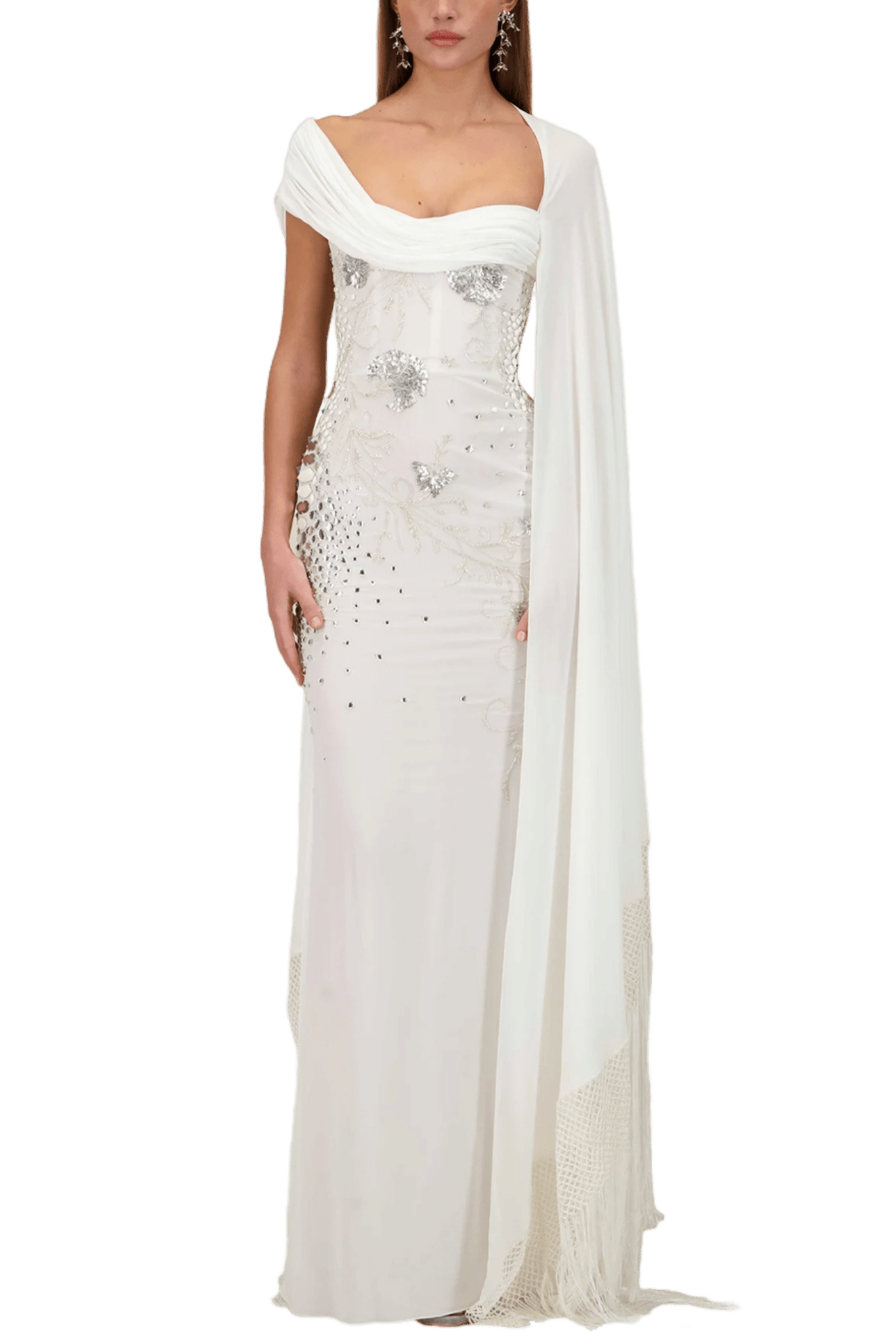 Beaded Georgette Dress - ALBOUSHIYA - district 5 - dubai - riyadh - abaya - dresses - designers - evening wear - luxury - elegance - craftsmanship - gowns - cocktail dresses - collections - georges