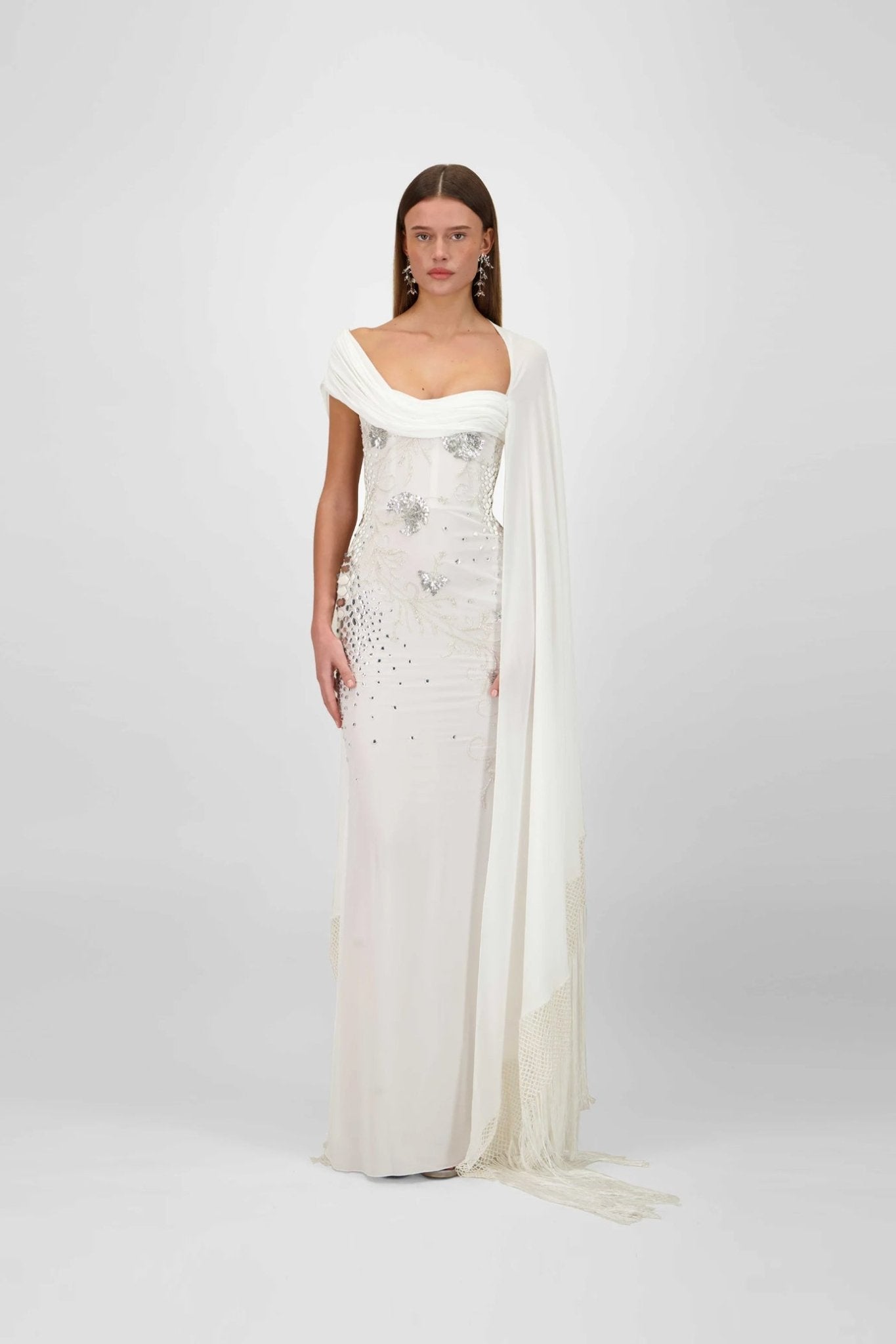 Beaded Georgette Dress - ALBOUSHIYA - district 5 - dubai - riyadh - abaya - dresses - designers - evening wear - luxury - elegance - craftsmanship - gowns - cocktail dresses - collections - georges