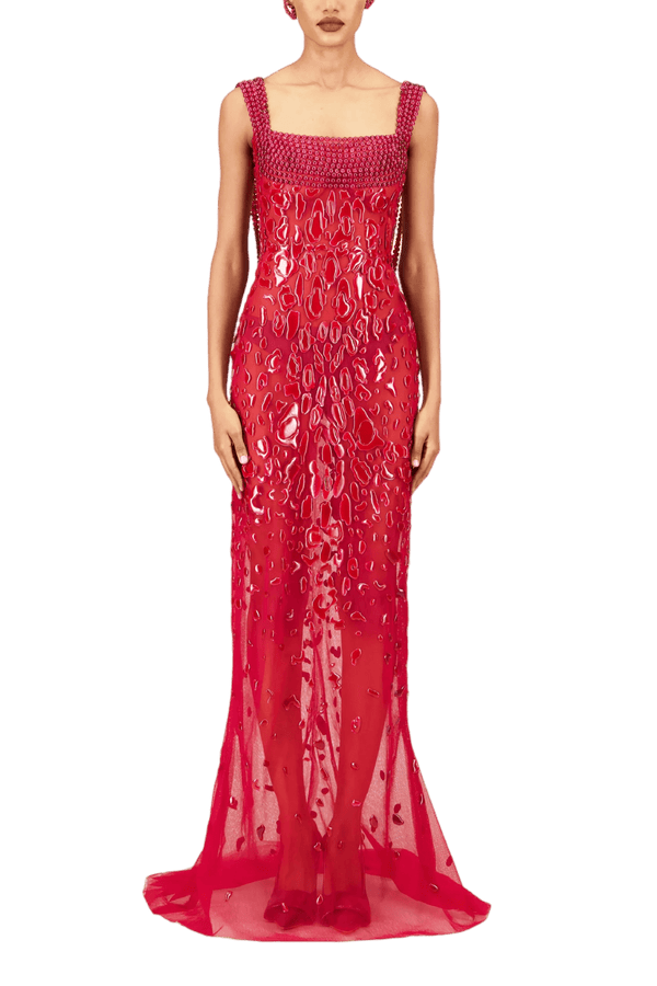 Beaded Long Dress - ALBOUSHIYA - district 5 - dubai - riyadh - abaya - dresses - designers - evening wear - luxury - elegance - craftsmanship - gowns - cocktail dresses - collections - georges