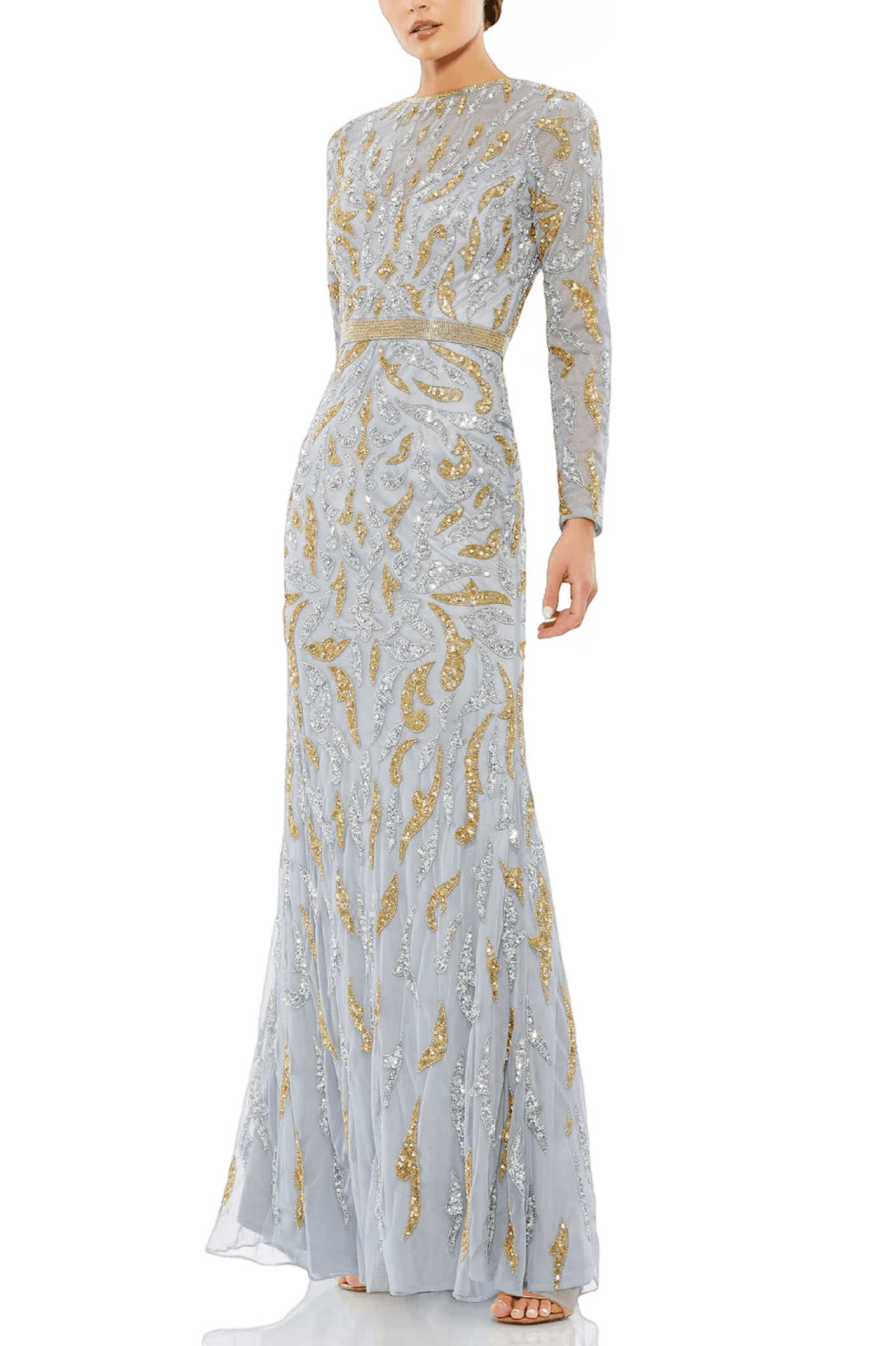 Beaded Long Sleeve Evening Gown - ALBOUSHIYA - district 5 - dubai - riyadh - abaya - dresses - designers - evening wear - luxury - elegance - craftsmanship - gowns - cocktail dresses - collections - georges